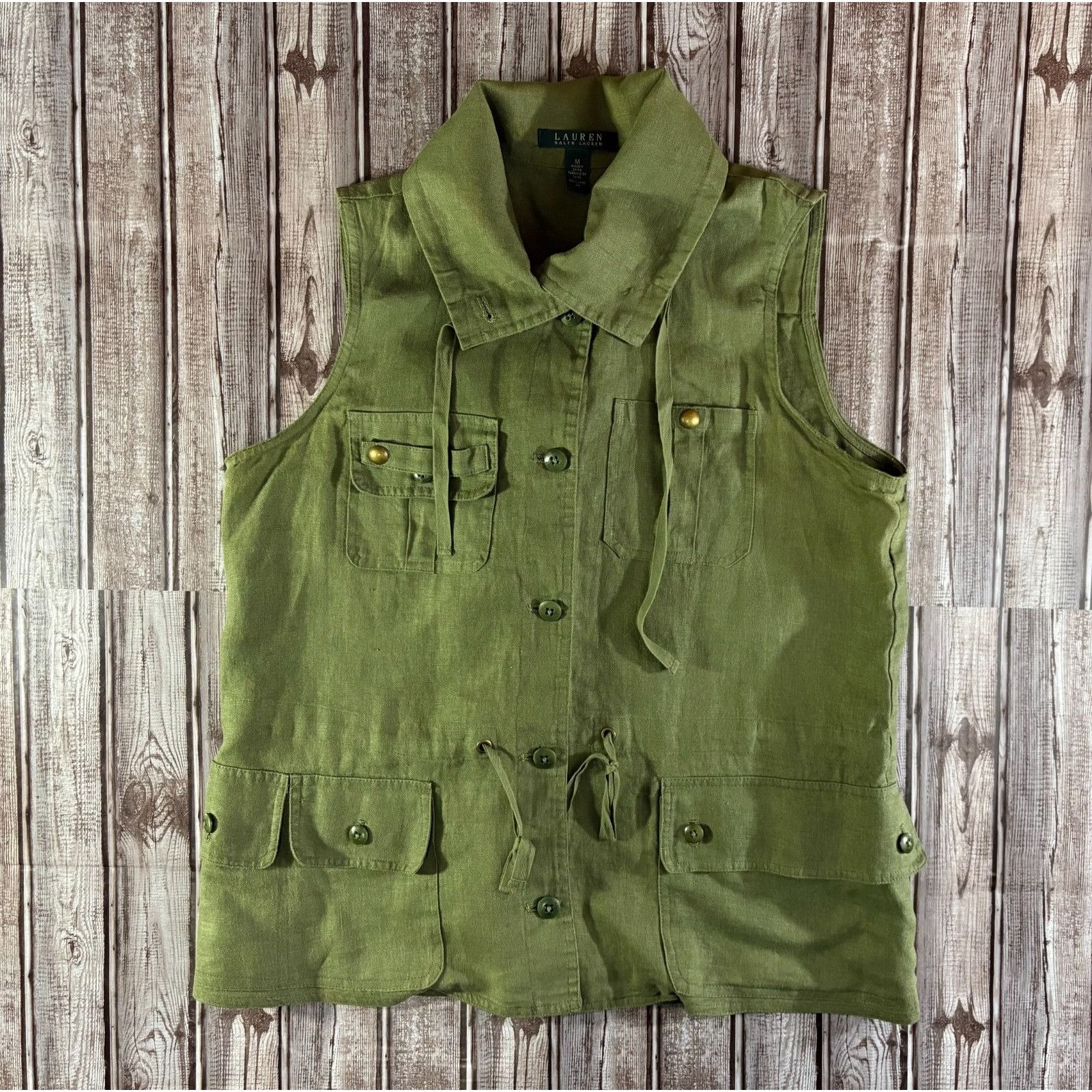 Lauren Ralph Lauren Lauren Ralph Lauren Cargo Utility Sleeveless Linen Blouse sz Size M / US 6-8 / IT 42-44 - 1 Thumbnail
