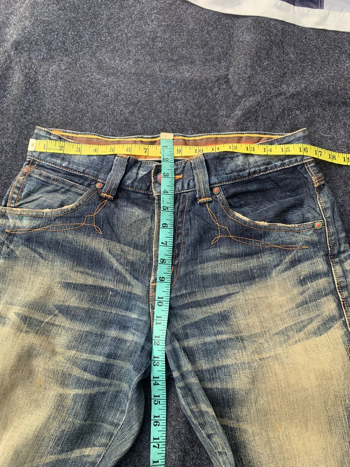 Edwin 👖RARE EDWIN BLUE TRIP – HEAVY WORN & CRAZY PATINA Size US 32 / EU 48 - 7 Thumbnail