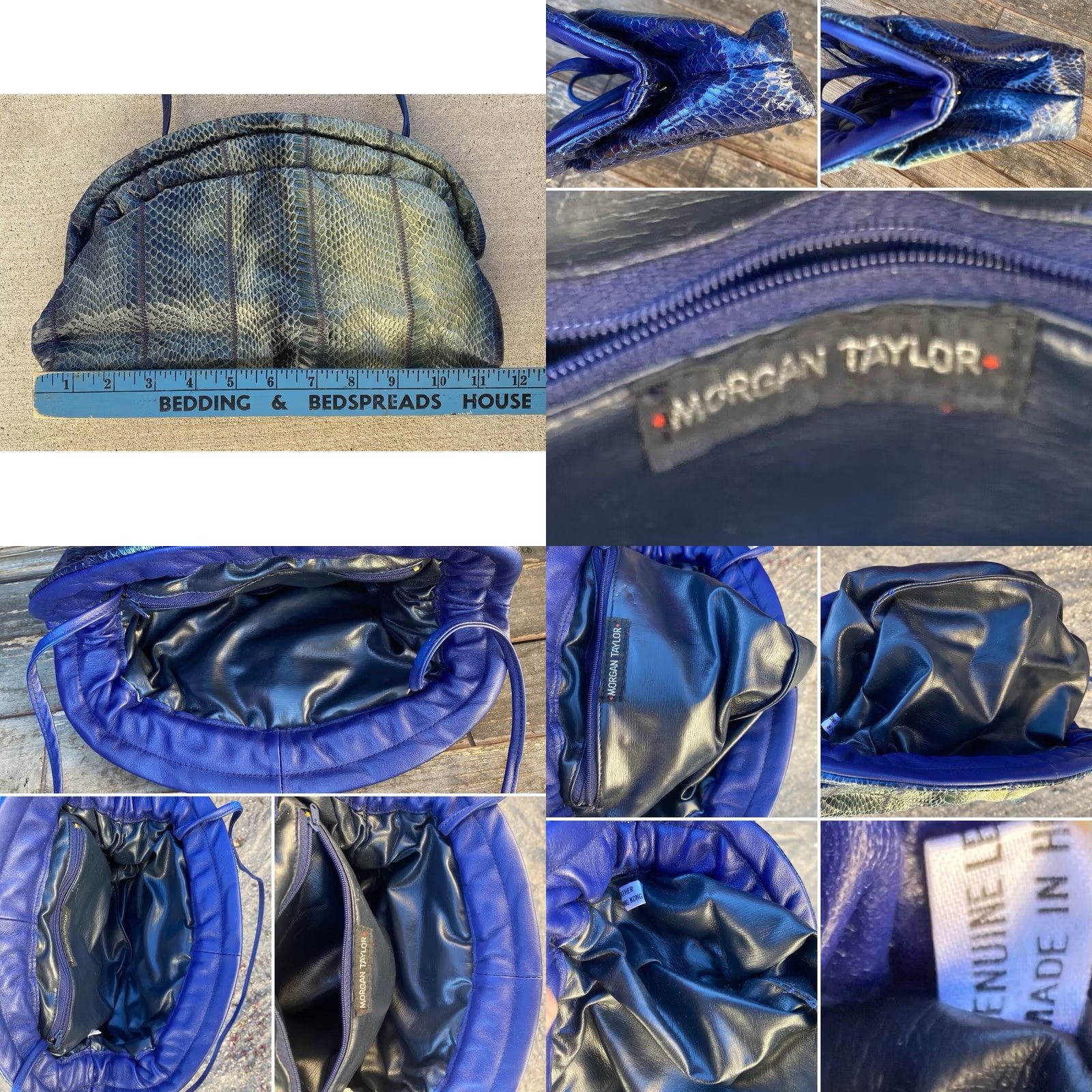 Vintage VINTAGE Morgan Taylor Leather Snakeskin Handbag Blue Purse Bag Womens Shoulder Bag 1980s Glitter Size ONE SIZE - 10 Thumbnail