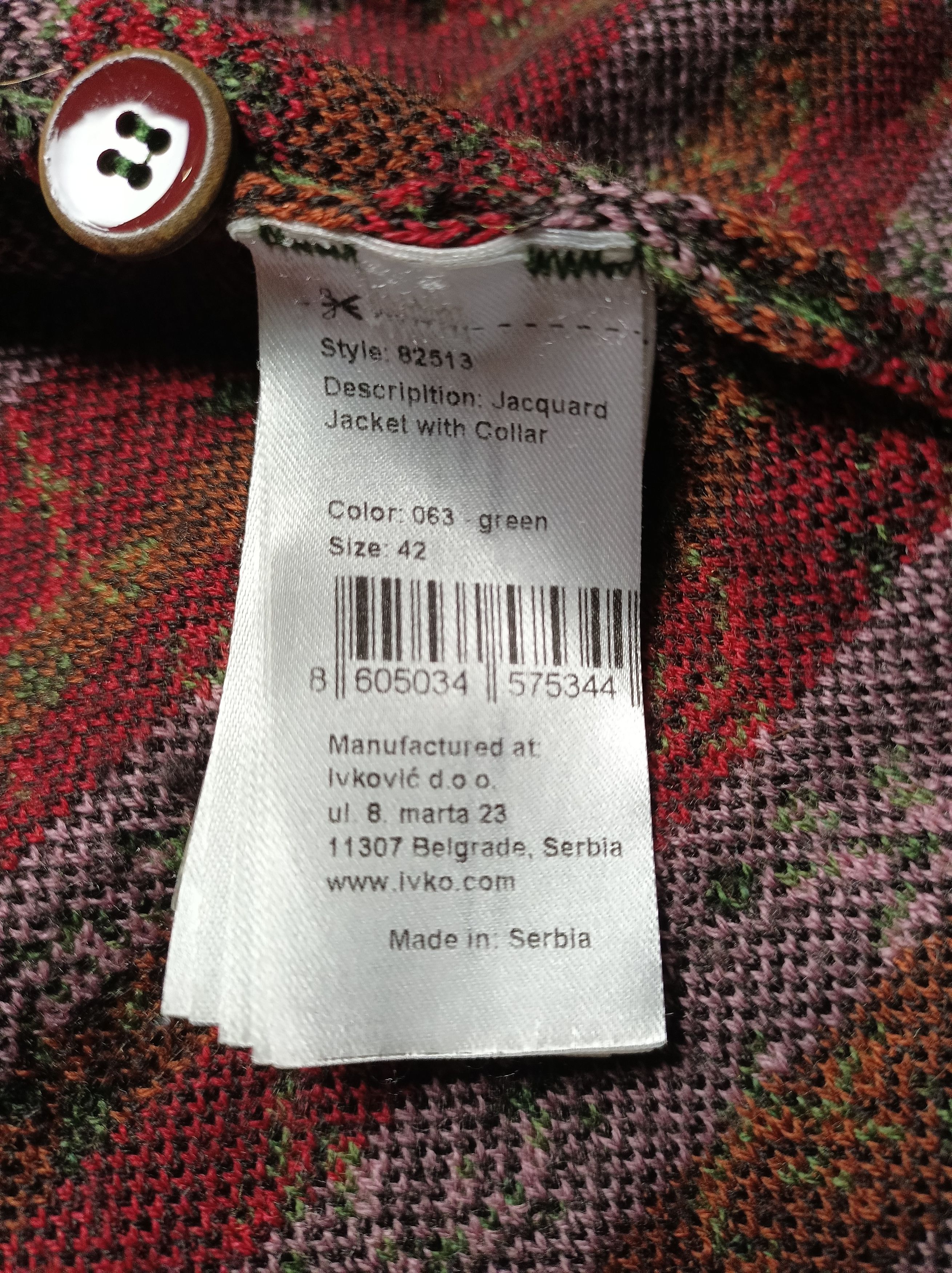 Designer IVKO Wool Jacquard Jacket Cardigan with Collar Size EU42 Size XL / US 12-14 / IT 48-50 - 10 Thumbnail