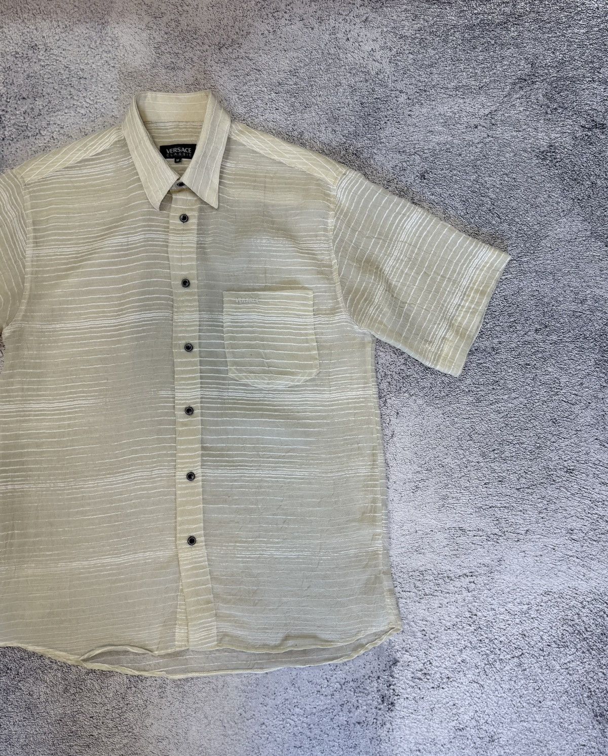 Versace Versace Classic Men Short Sleeve Logo Shirt Striped Viscose Size US M / EU 48-50 / 2 - 3 Thumbnail