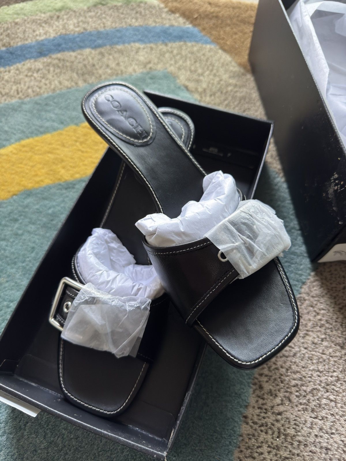 Coach Margot Leather Sandal size 8 Black
