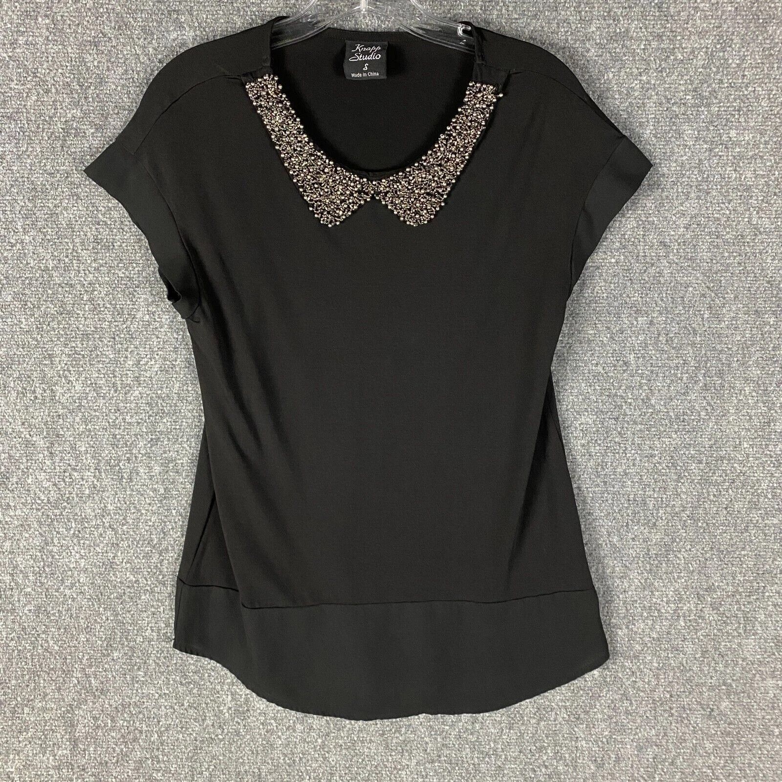 Other Knapp Studio Blouse Women's Small Short Sleeve Black S Size S / US 4 / IT 40 - 1 Thumbnail