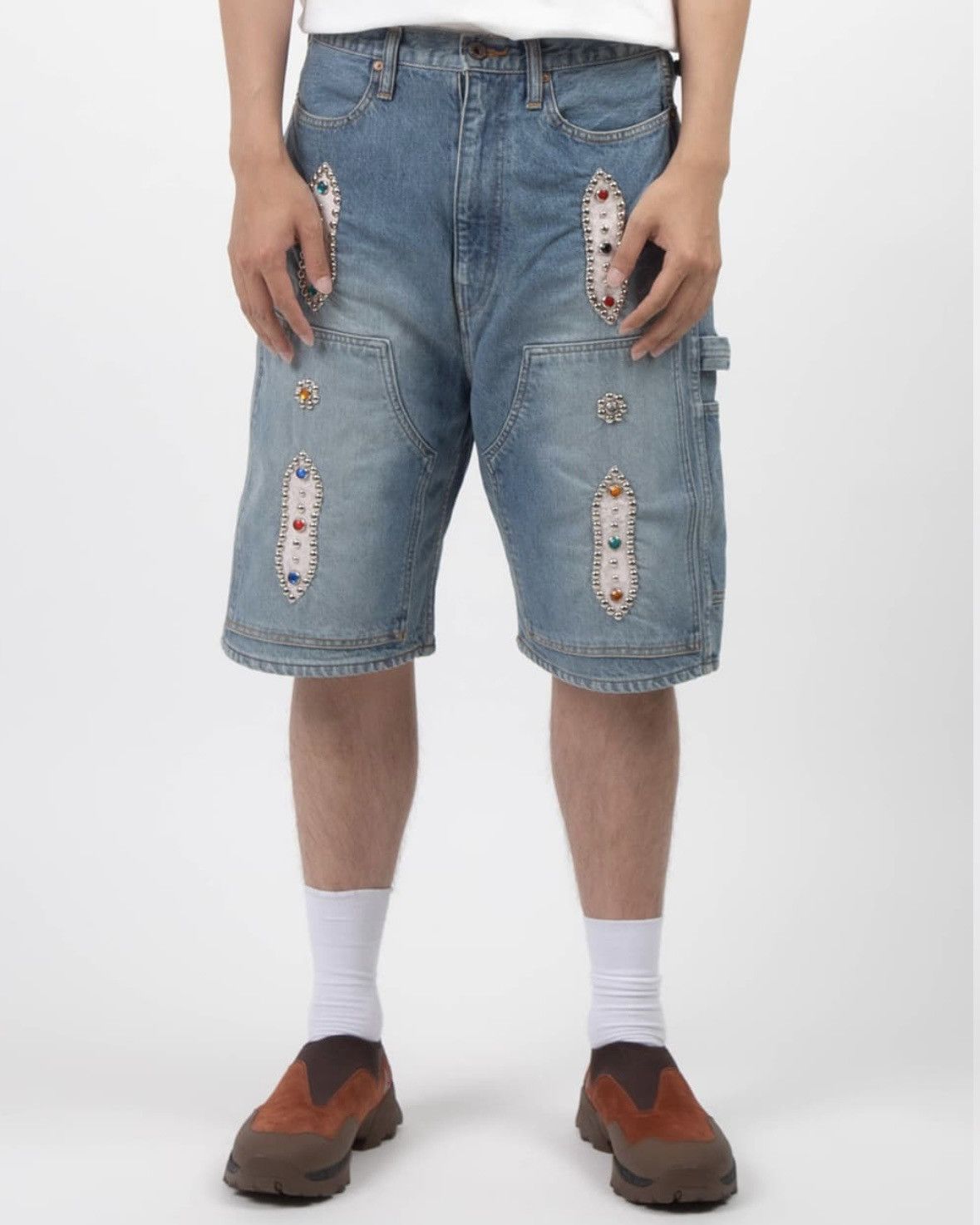 Kapital kapital Carpenter Gemstone Studded Denim Shorts Size US 36 / EU 52 - 5 Thumbnail