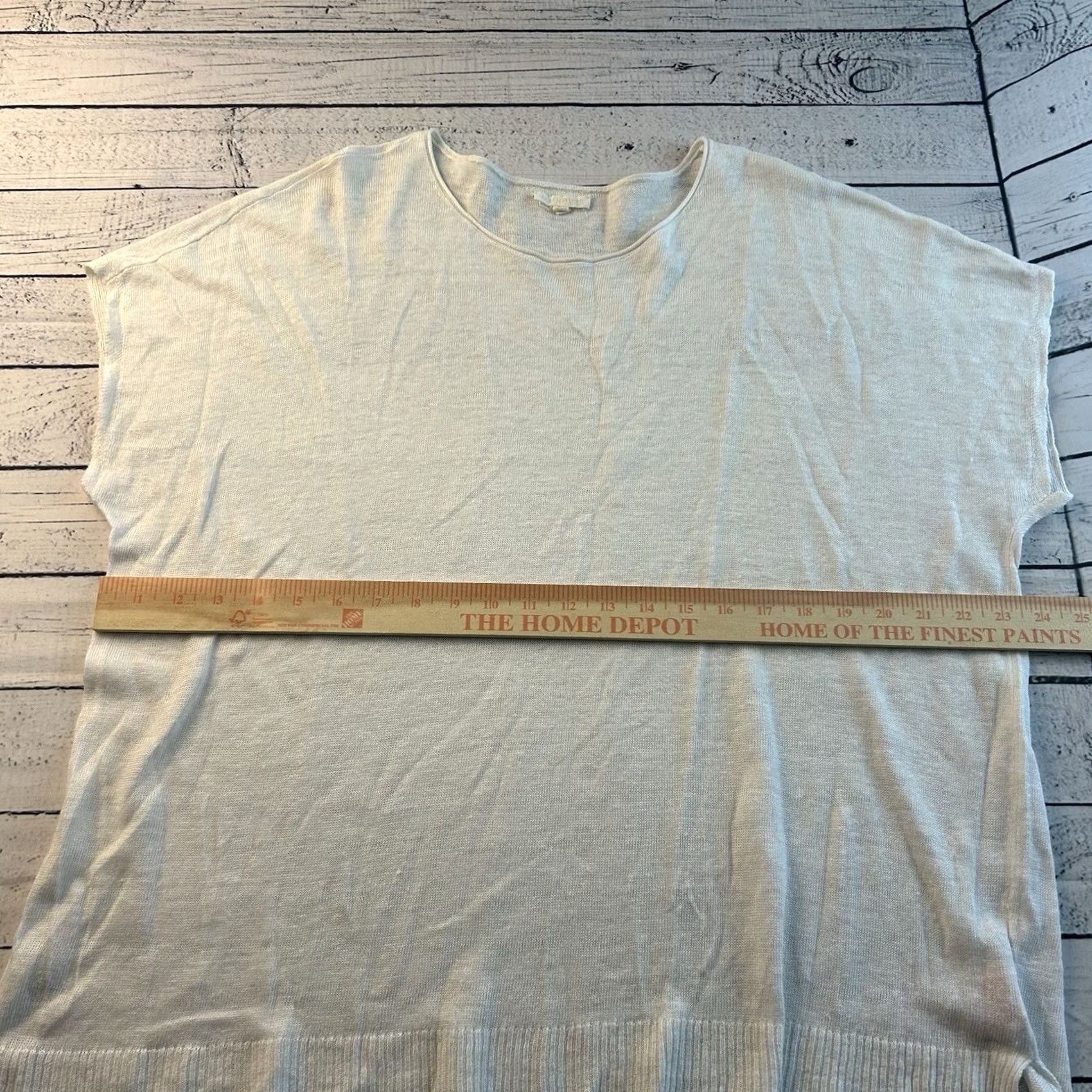 Eileen Fisher Eileen Fisher Short Sleeve Blouse Women's Large Ivory Linen 100% Shirt Size L / US 10 / IT 46 - 4 Thumbnail