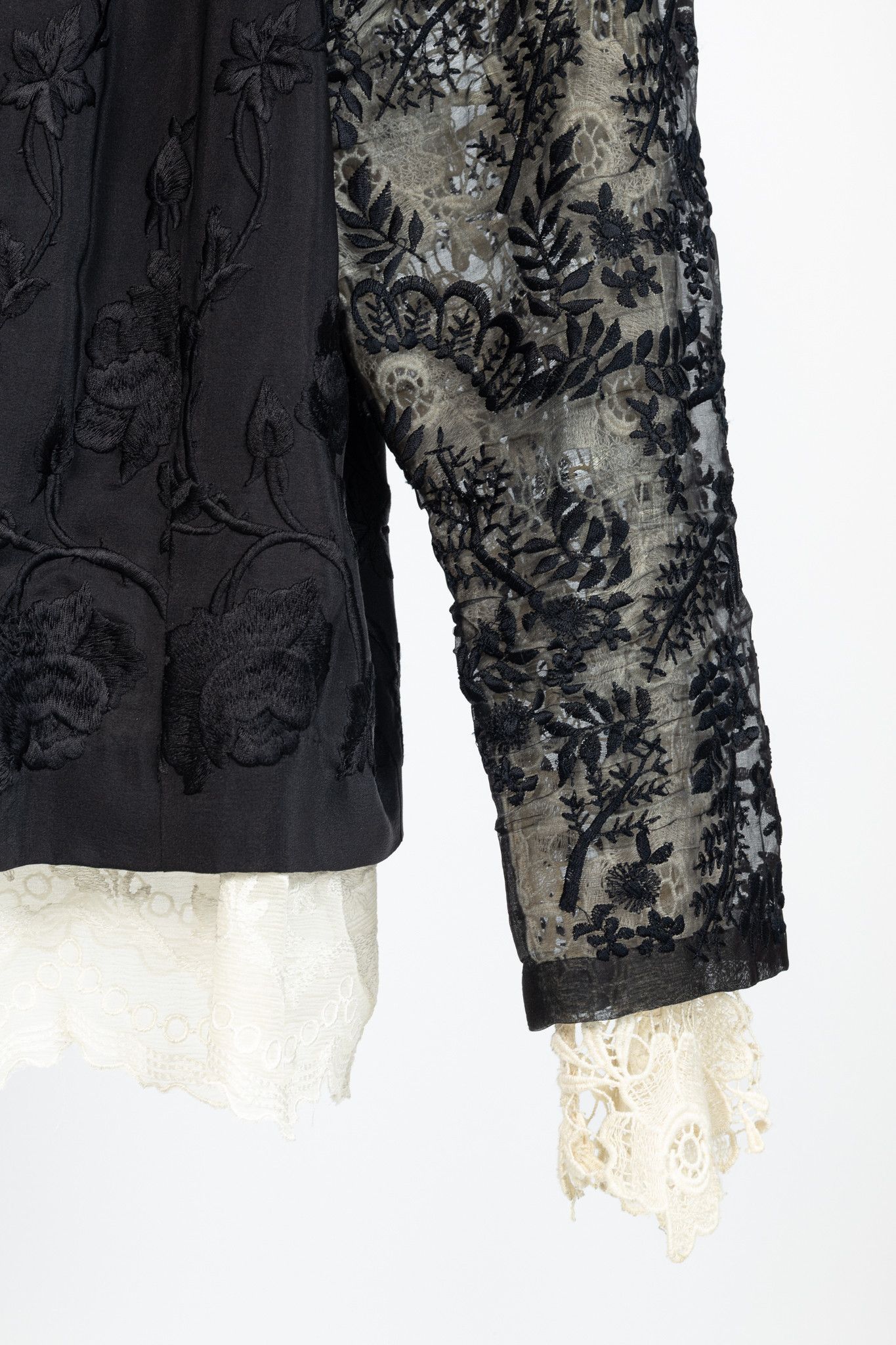 Dries Van Noten Dries Van Noten Black Embroidered Silk & Lace Bomber Jacket Size S / US 4 / IT 40 - 7 Thumbnail