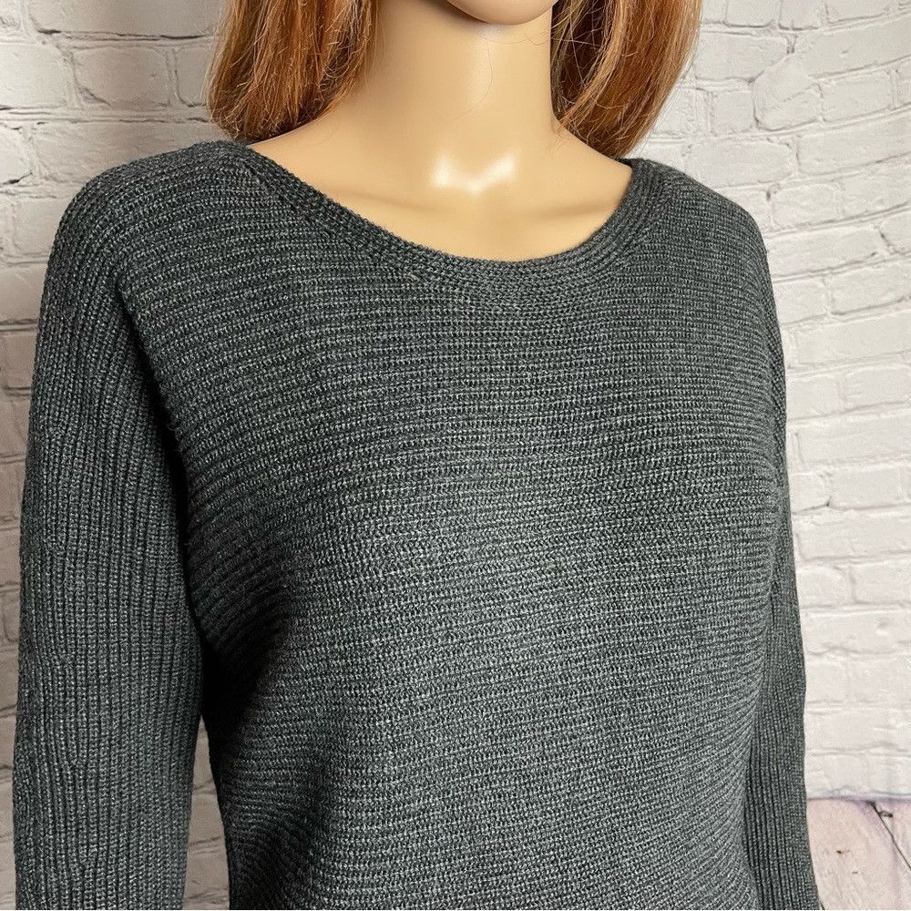 Elie Tahari Tahari Wool Blend Dark Grey Ribbed Sweater Size XS Size XS / US 0-2 / IT 36-38 - 2 Thumbnail