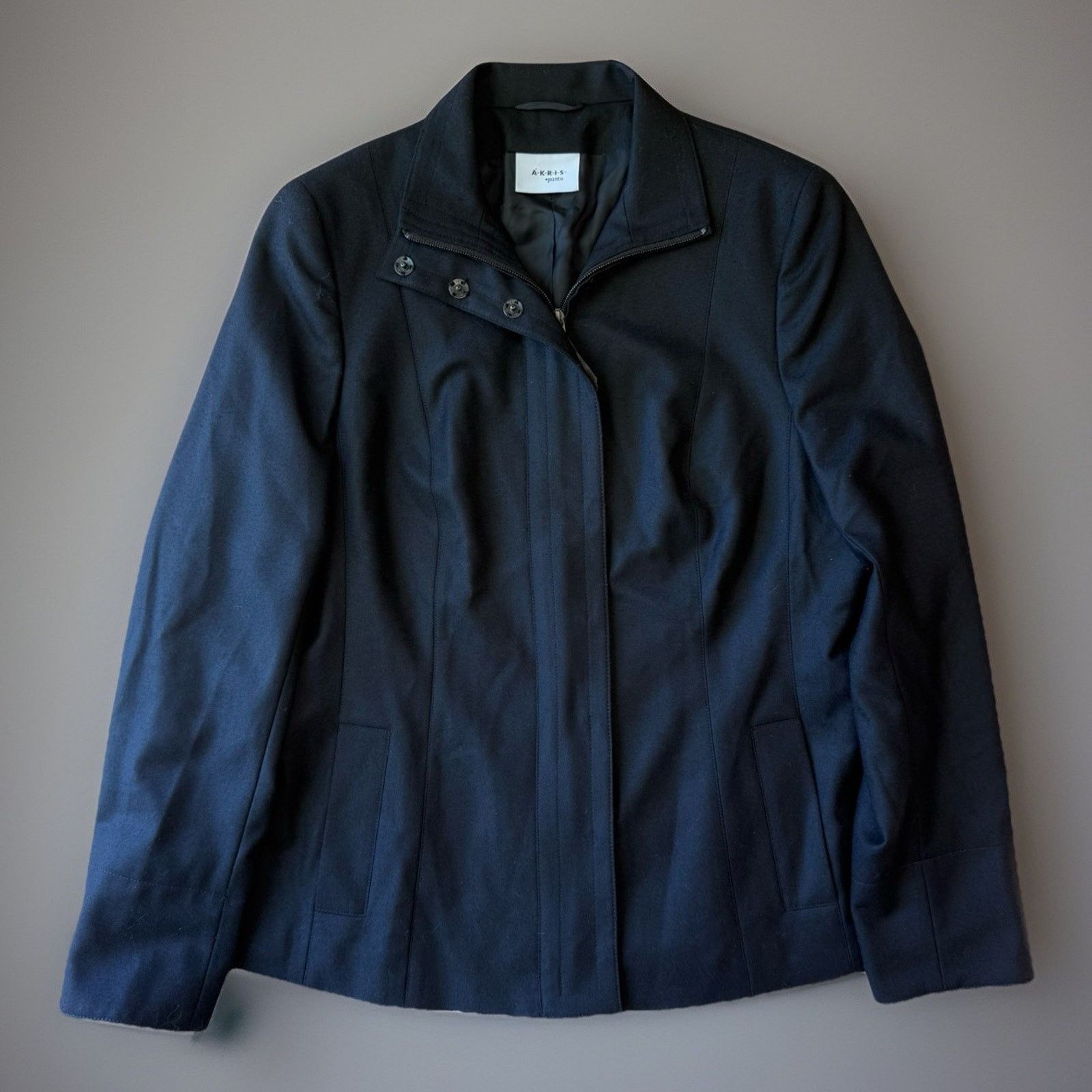 Akris Akris Punto Wool Coat Women's 10 Black Full Zip Minimalist Size L / US 10 / IT 46 - 1 Thumbnail