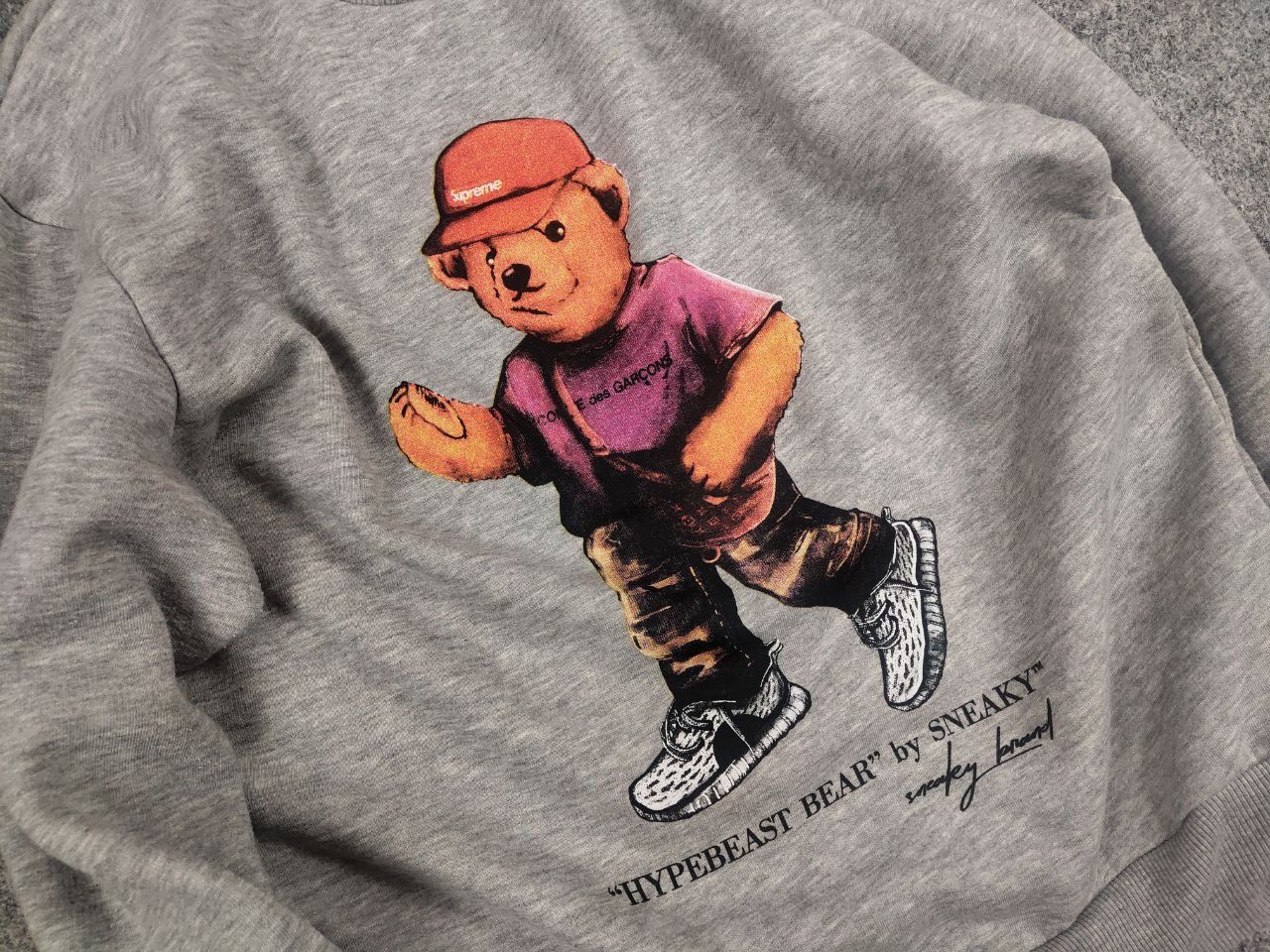 Vintage Sneaky Drip Bear Crew Chek Gray Sweatshirt Supreme Style Size US M / EU 48-50 / 2 - 7 Thumbnail