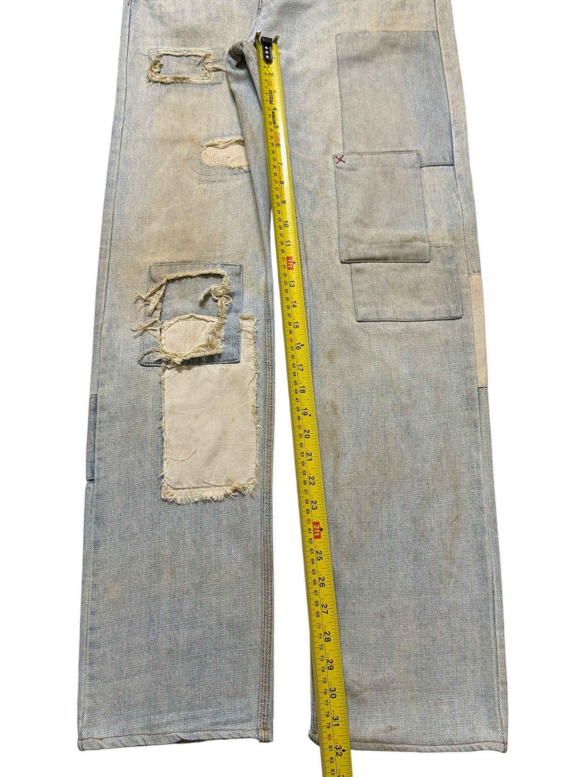 If Six Was Nine Vintage 90s Japan Oraqle Blue Faded Mud Wash Patch Distress Size US 32 / EU 48 - 10 Thumbnail