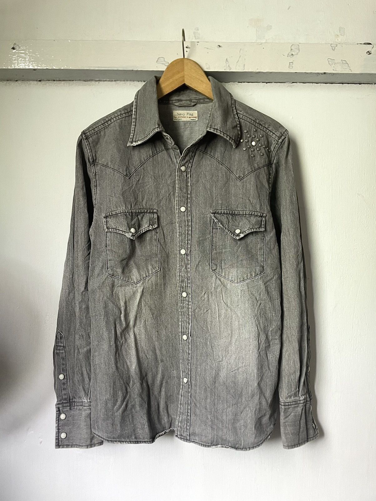 14th Addiction Studded Shirt Navy Flag Goth Grunge Ifsixwasnine Lgb Style Size US M / EU 48-50 / 2 - 3 Thumbnail
