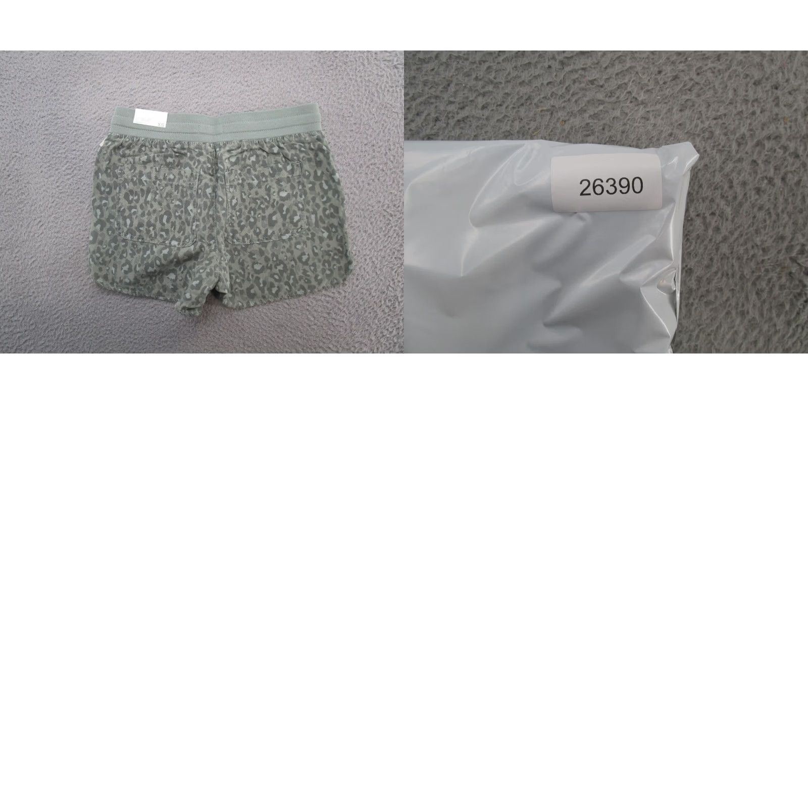Vintage Maurice's Leopard Print Green Short Shorts XS Elastic Drawstring Waist Women's Size 26" / US 2 / IT 38 - 8 Thumbnail
