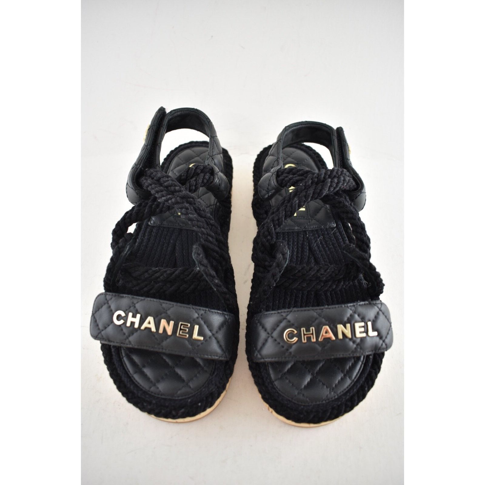 Chanel Chanel REV Black Gold Cord Rope CC Quilted Mule Ankle Size US 6 / IT 36 - 9 Thumbnail