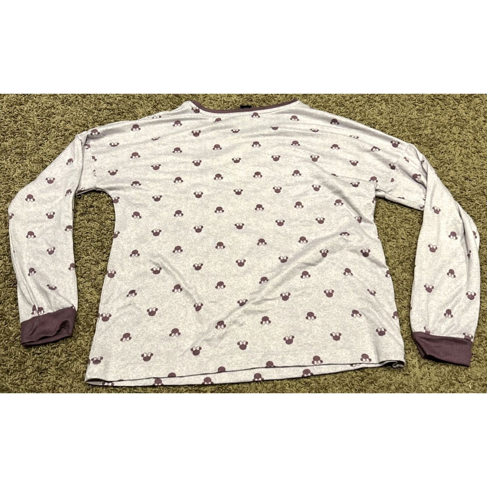 Disney Disney Minnie Mouse Pajama Top Women’s L Long Sleeve Purple Brushed Knit A36 Size L / US 10 / IT 46 - 3 Thumbnail