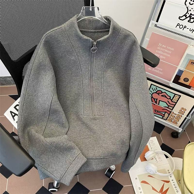 Vintage Grey Quarter Zip Sweatshirt | Minimalist Streetwear Size US M / EU 48-50 / 2 - 1 Thumbnail