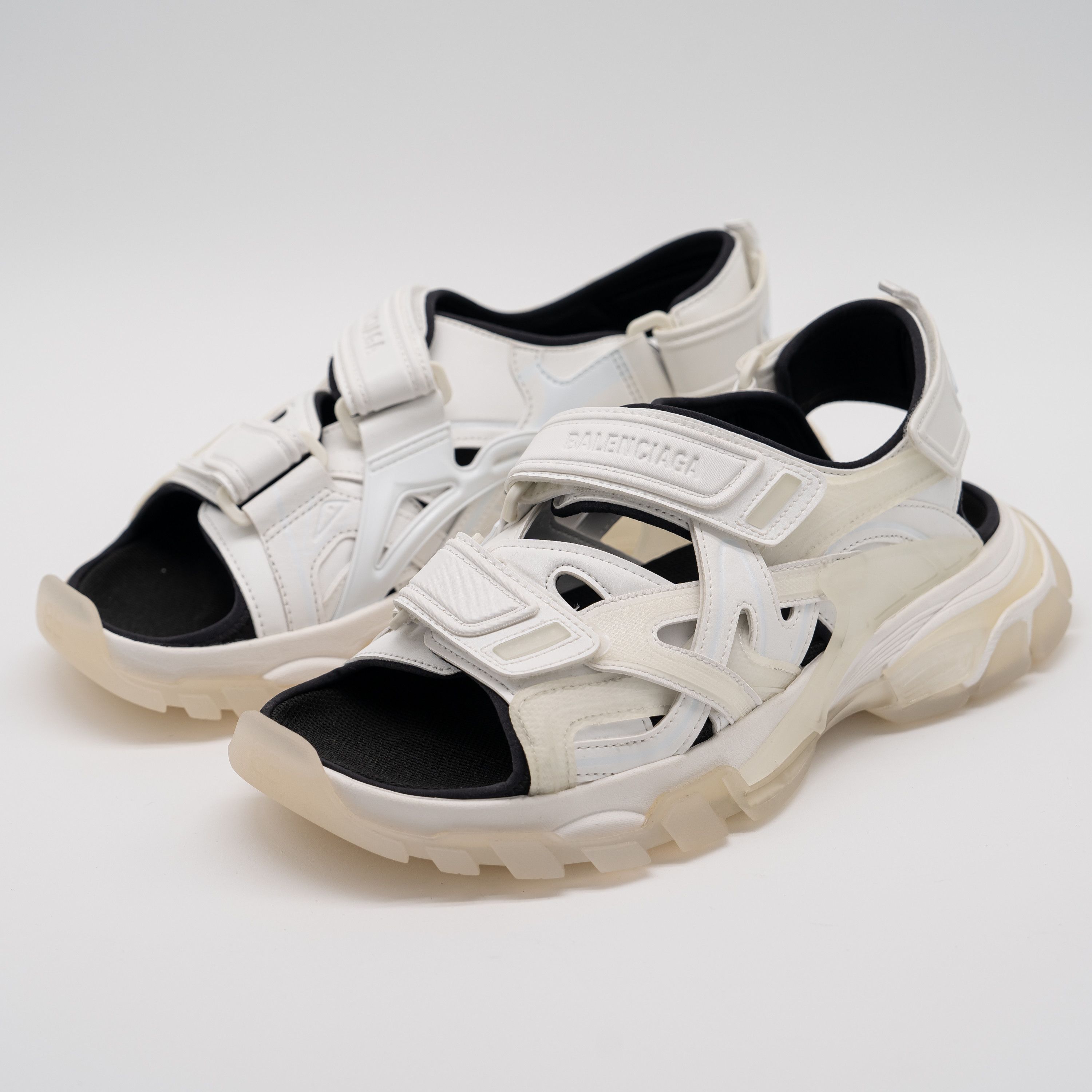 Balenciaga 42 - Balenciaga Track Sandals White Black Clear Soles Straps Size US 9 / EU 42 - 1 Thumbnail