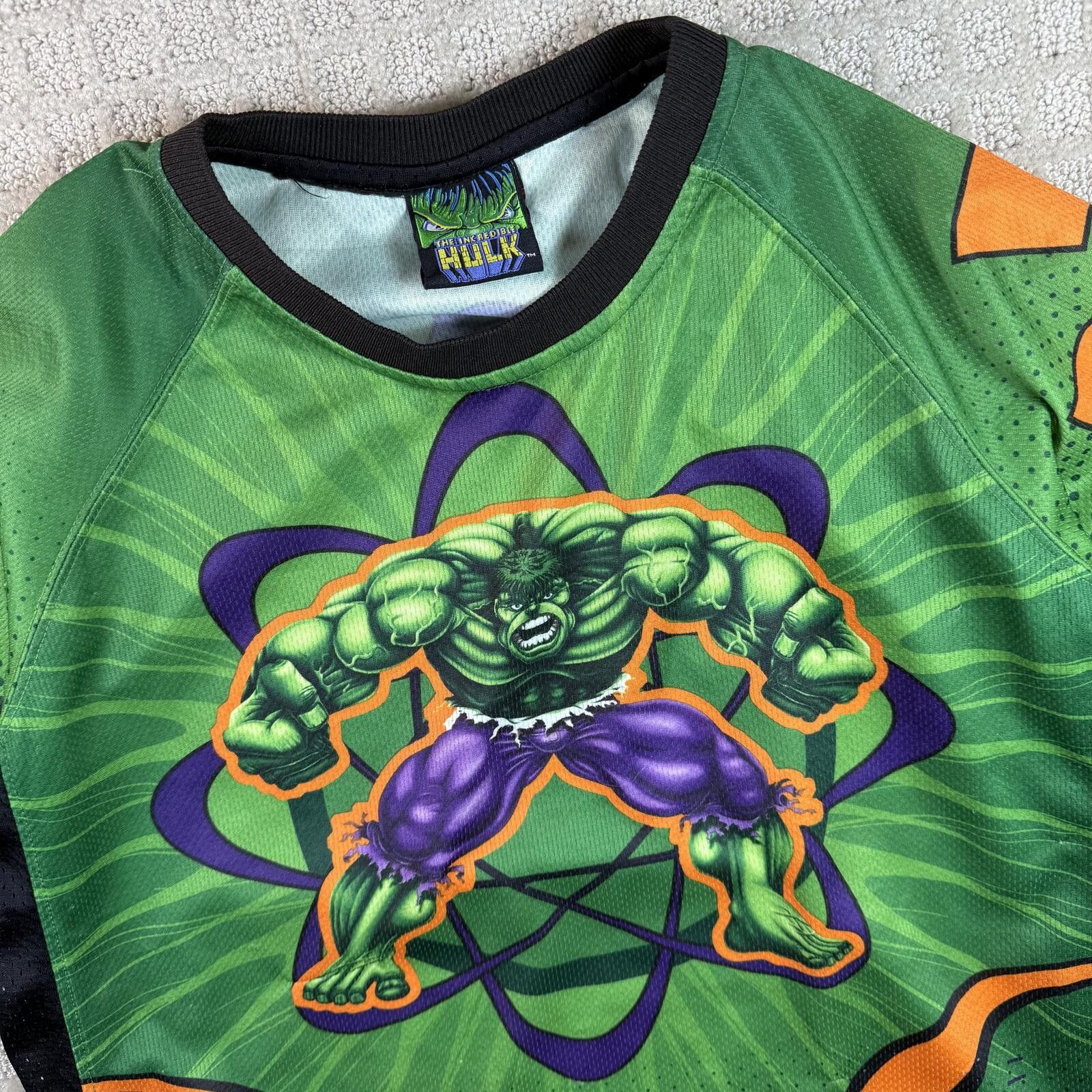Marvel Comics Y2K Marvel Incredible Hulk jersey shirt medium Size US M / EU 48-50 / 2 - 2 Thumbnail
