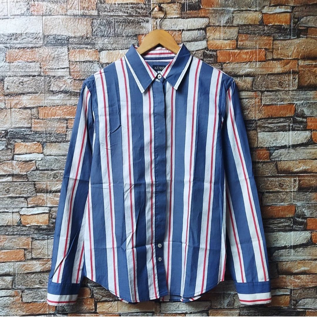 ARMANI JEANS STRIPE LONG SLEEVE BUTTON SHIRT