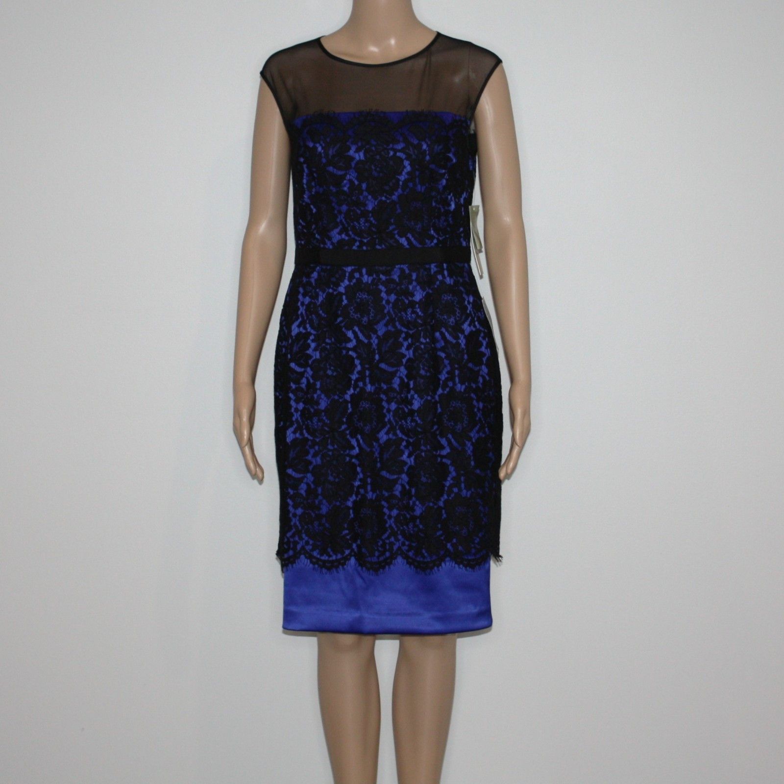 Other Eliza J Illusion Yoke Lace Overlay Sheath Dress MSRP $178 Size M / US 6-8 / IT 42-44 - 3 Thumbnail