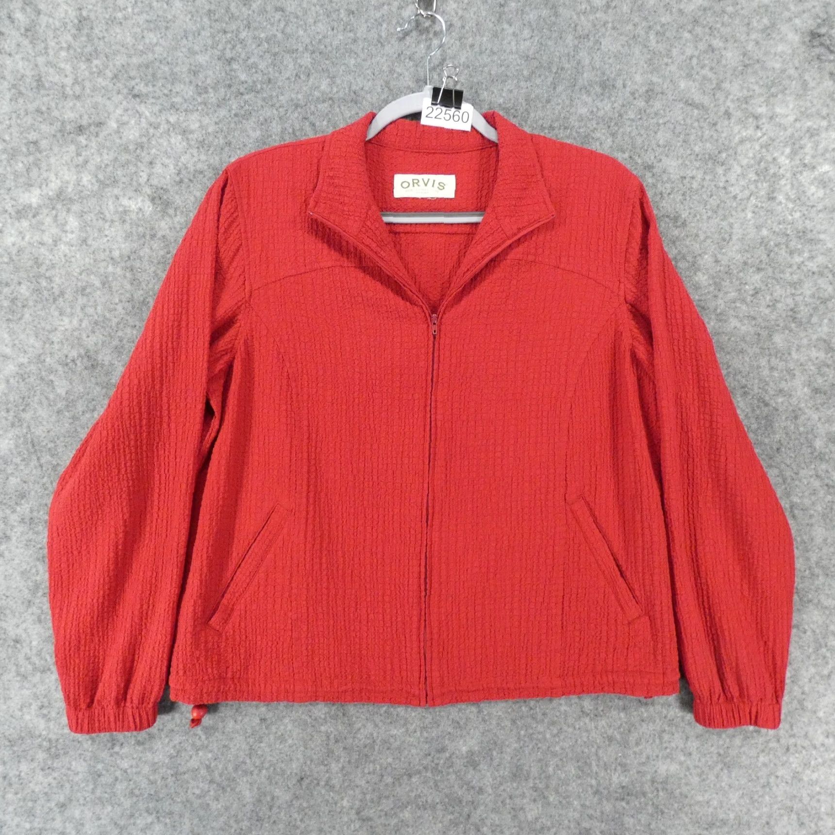 Orvis Orvis Blazer Womens Large Long Sleeve Zip Up Red Lightweight Rutched Size L / US 10 / IT 46 - 2 Thumbnail