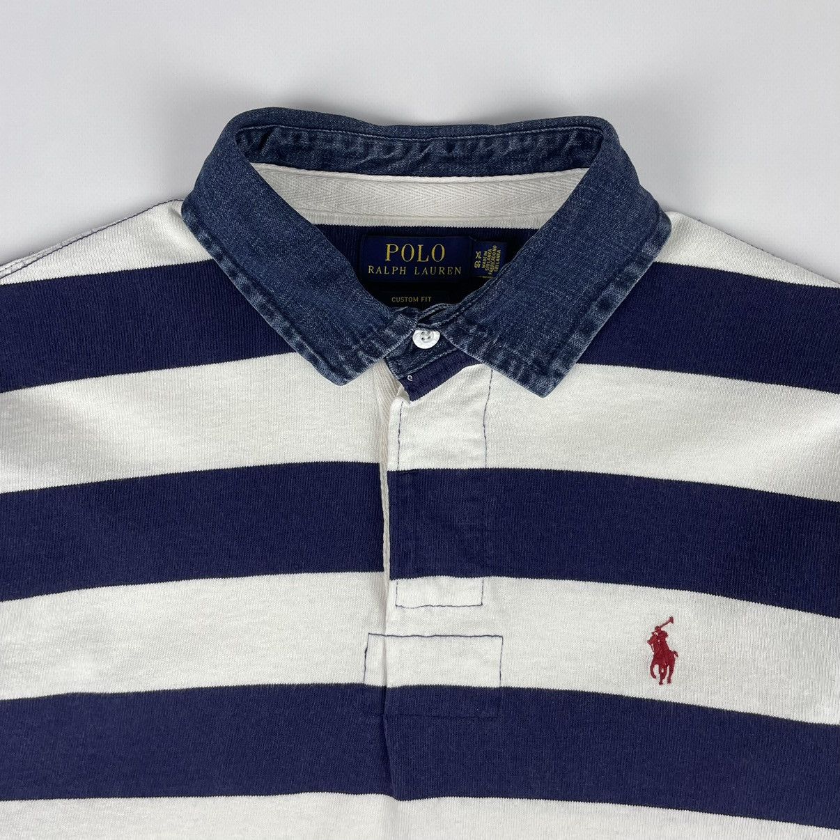 Polo Ralph Lauren Polo Ralph Lauren Vintage Rugby Striped Long Sleeve Size US XL / EU 56 / 4 - 4 Thumbnail