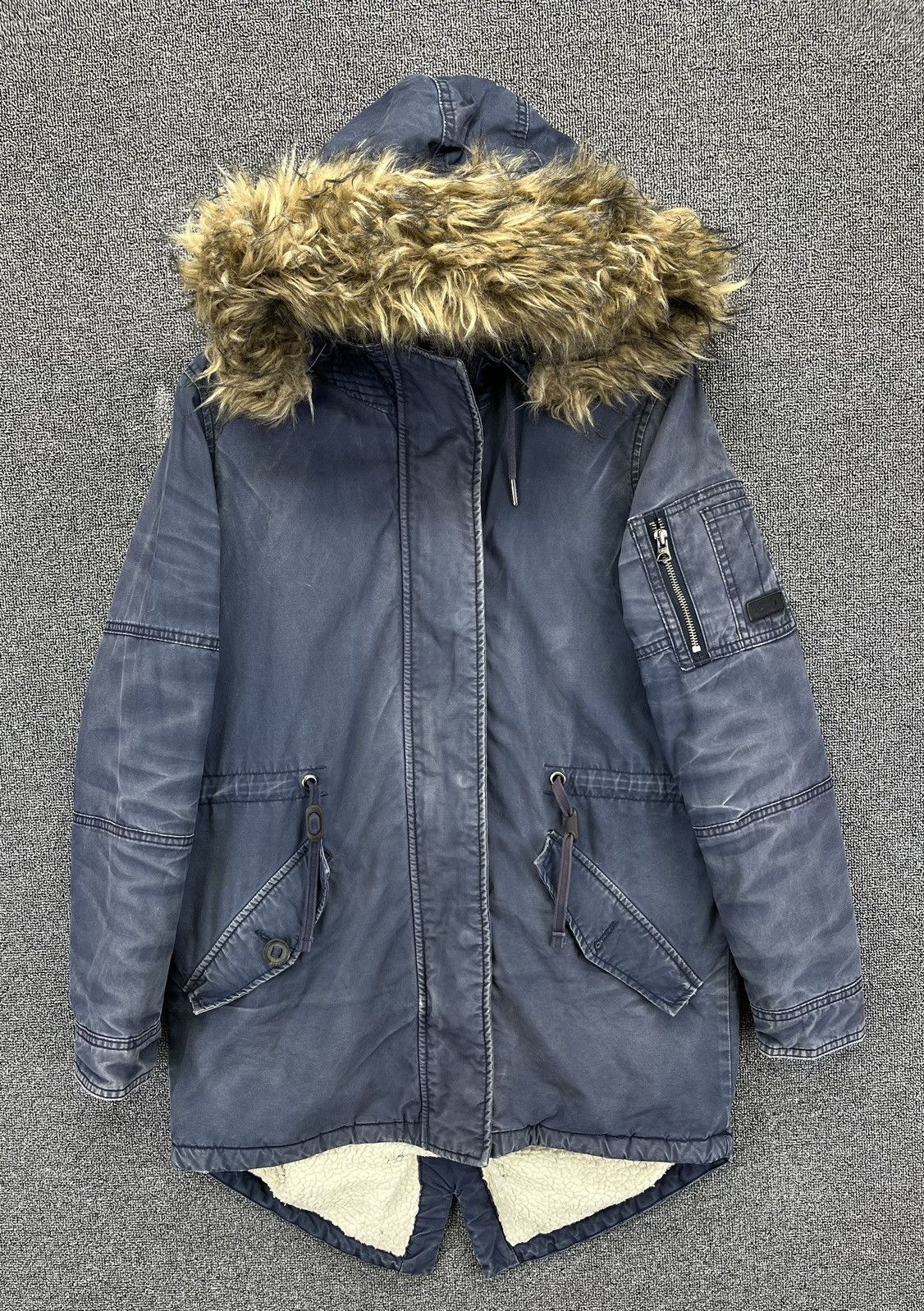 Superdry Vintage Superdry Fur Hoodie Trashed Punk Jacket Size S / US 4 / IT 40 - 1 Thumbnail