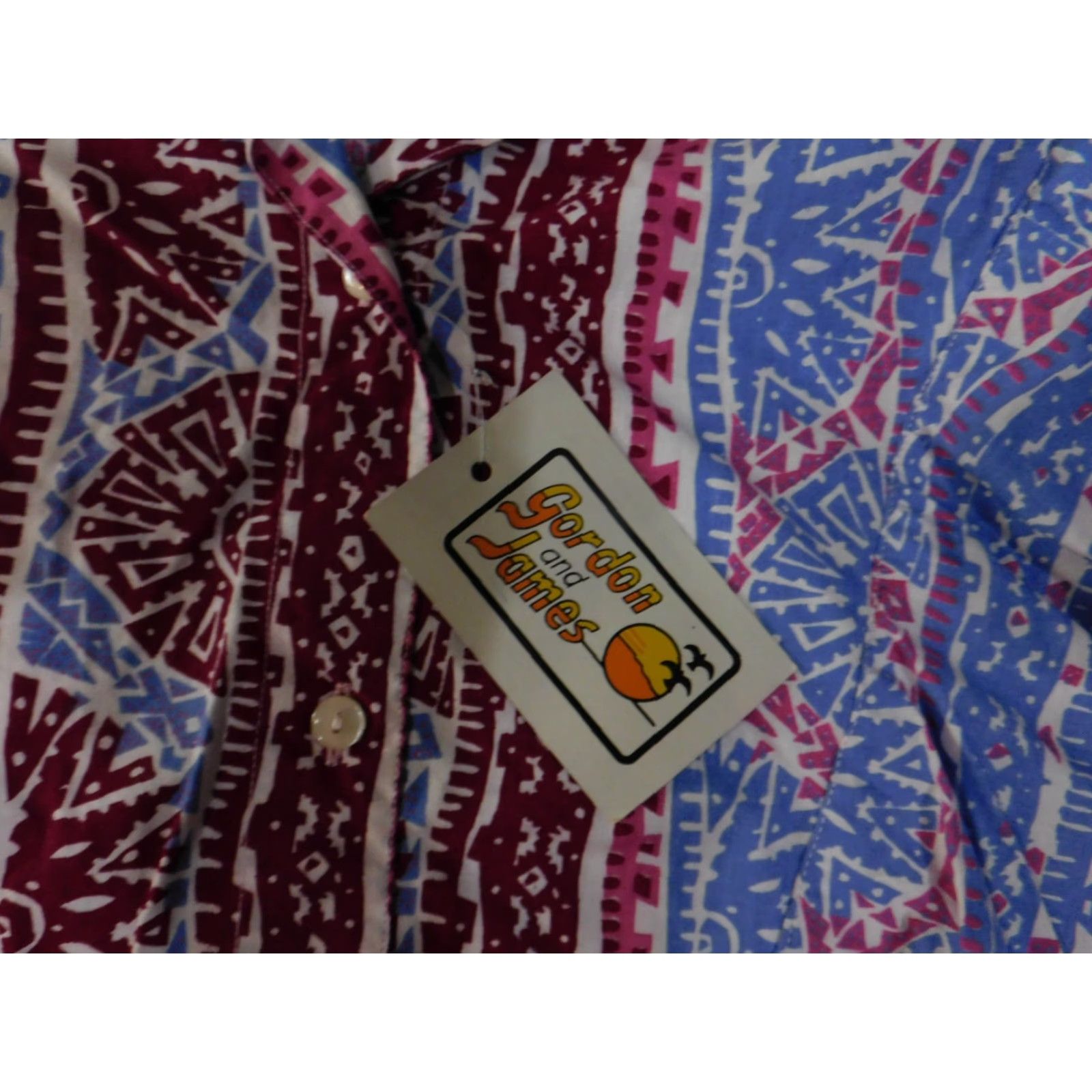 Vintage VINTAGE Gordon and James Shirt Mens Medium Red Blue Abstract Print Cotton 90s Size US M / EU 48-50 / 2 - 6 Thumbnail