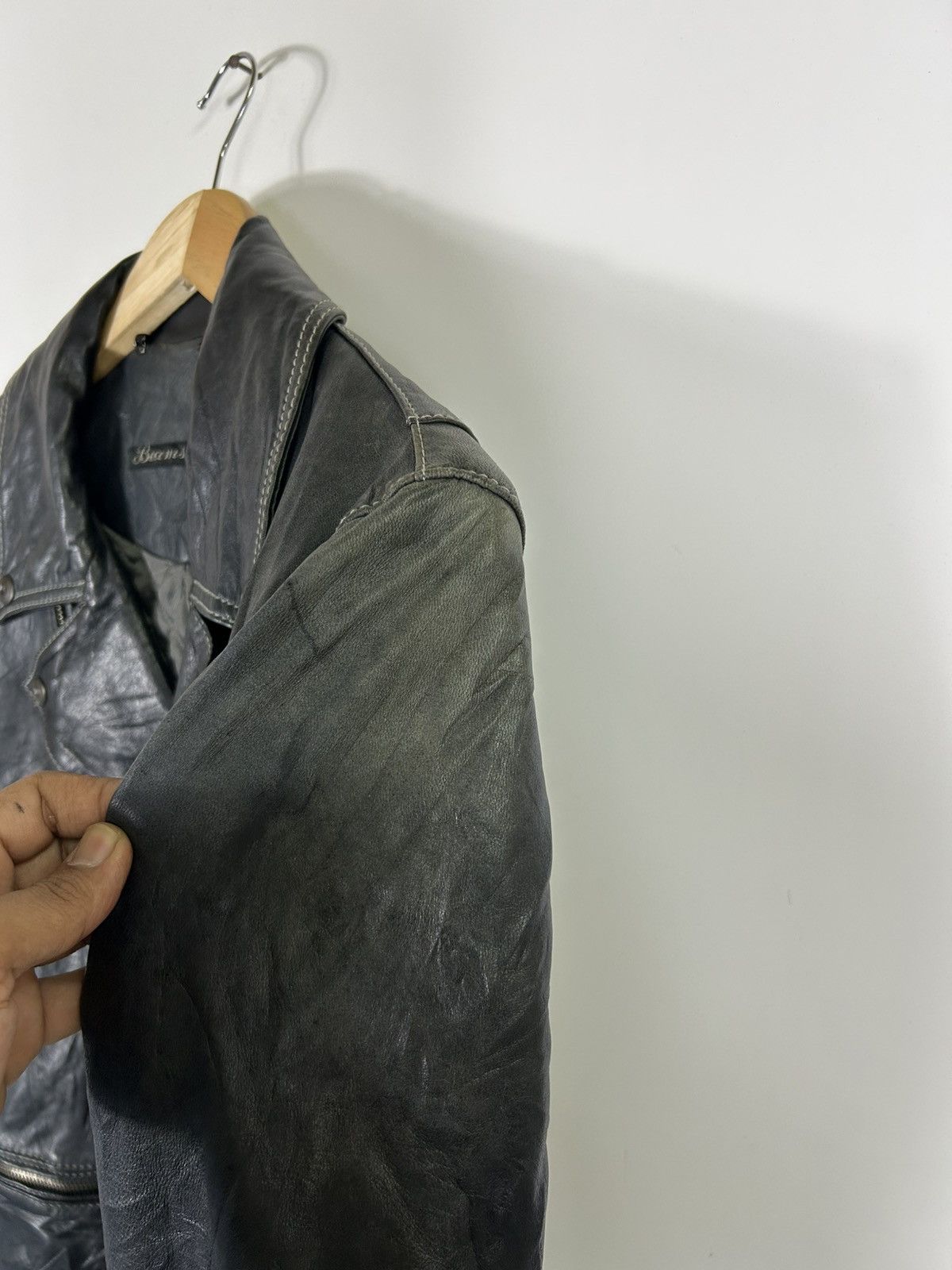 Beams Japan 🔥Beams Japan Leather Riders Double Collar Jacket Size US L / EU 52-54 / 3 - 6 Thumbnail