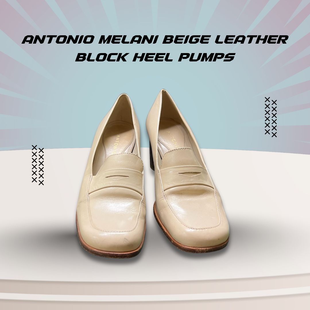 Other Antonio Melani Beige Leather Block Heel Pumps Size 6 Size US 6 / IT 36 - 1 Thumbnail