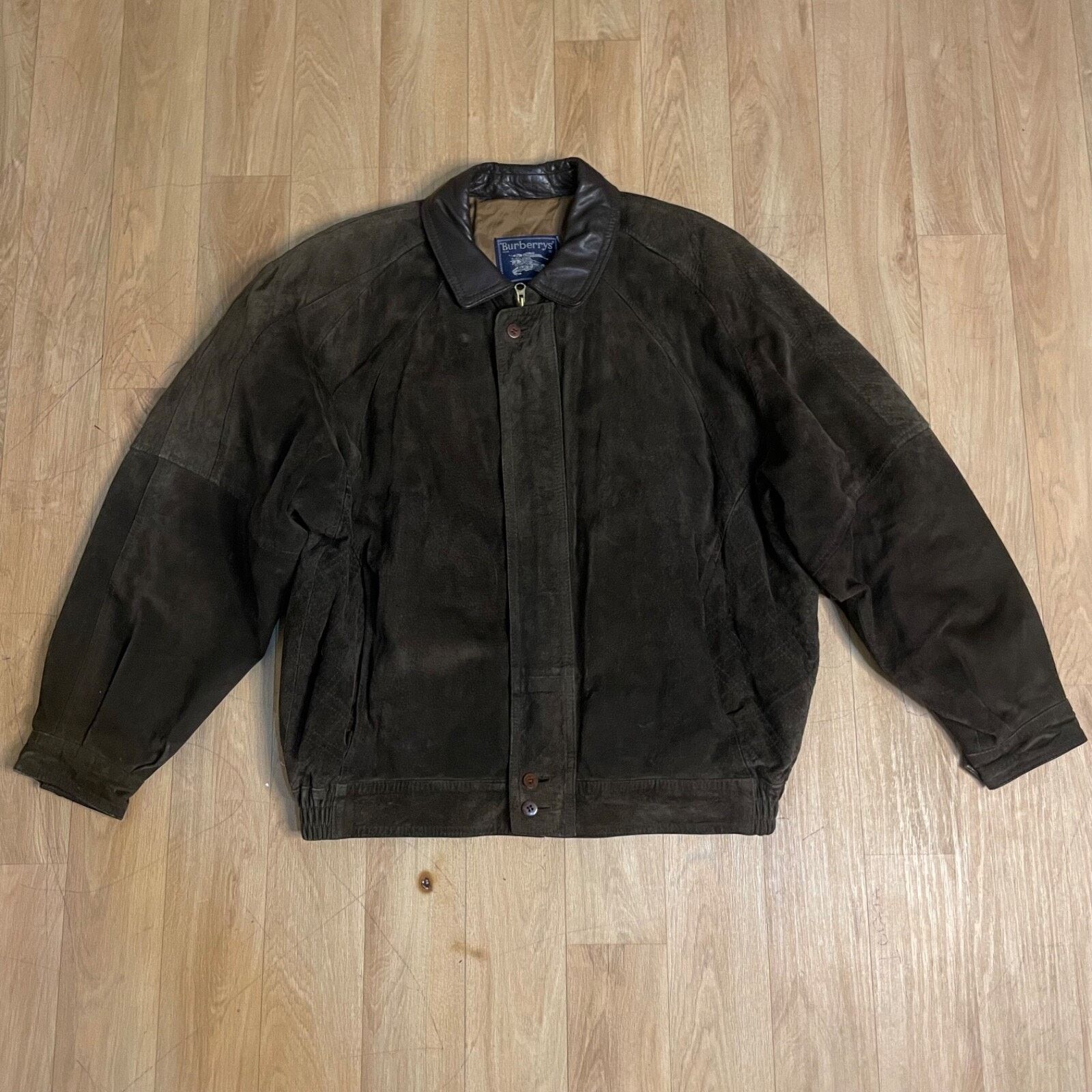Burberry Vintage BURBERRY's Bomber Jacket SUEDE LEATHER green olive Size US L / EU 52-54 / 3 - 2 Thumbnail