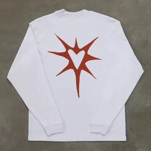 Other White casual retro sweatshirt with heart print Size US L / EU 52-54 / 3 - 2 Thumbnail