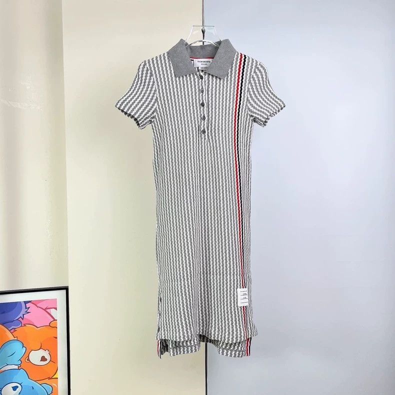 Thom Browne Thom Browne Gray and white striped casual dress Size XS / US 0-2 / IT 36-38 - 1 Thumbnail
