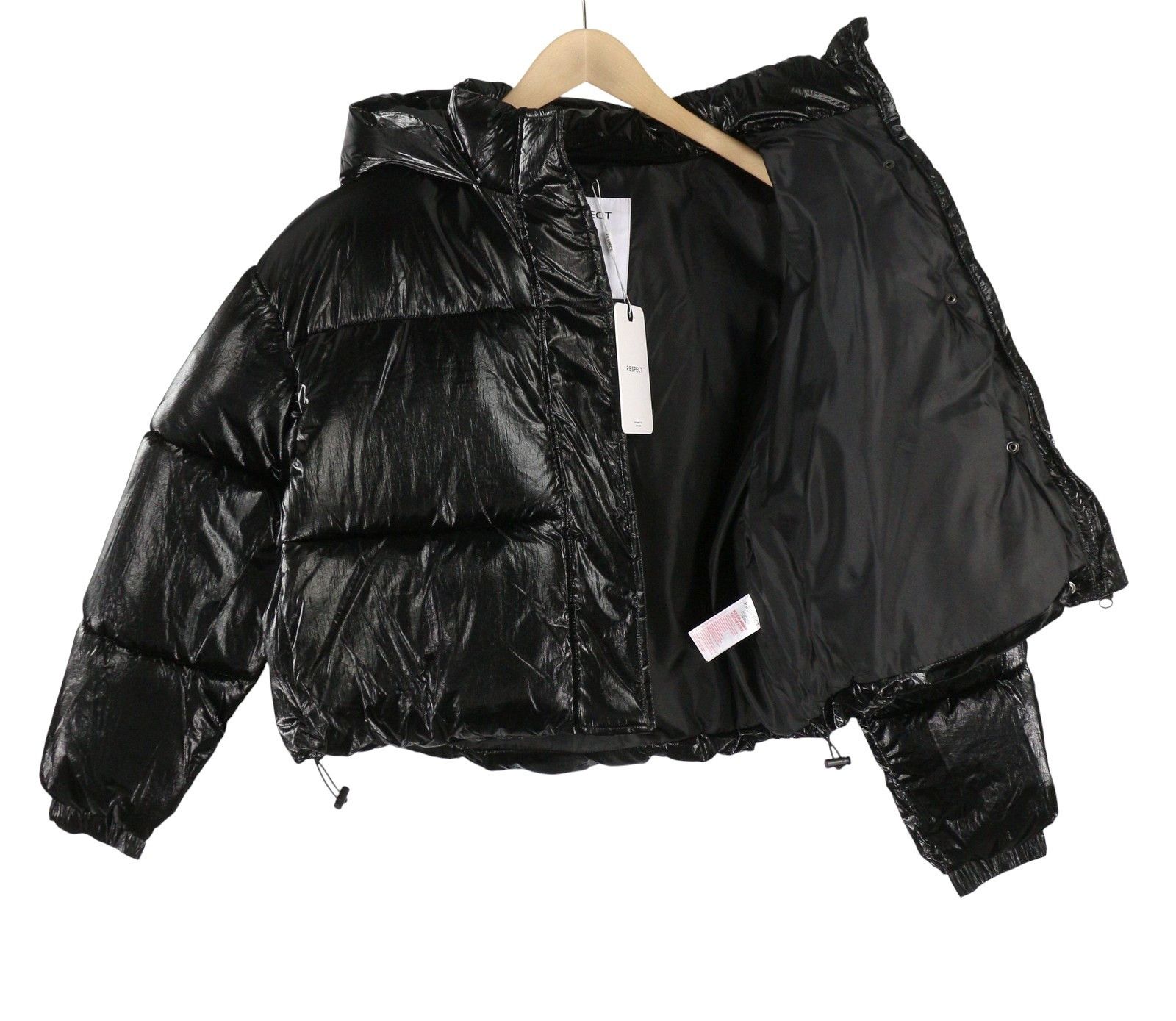 Other CROPPED METALLIC PUFFER L Black Quilted Hood 88048 Size L / US 10 / IT 46 - 4 Thumbnail