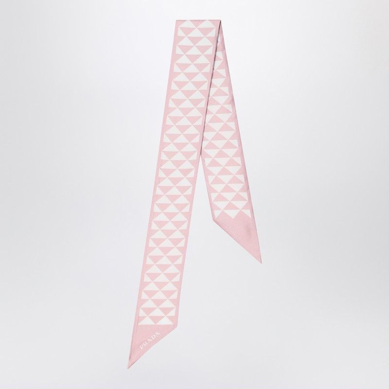 Prada Prada Silk Jacquard Scarf Pink/White Size ONE SIZE - 1 Thumbnail