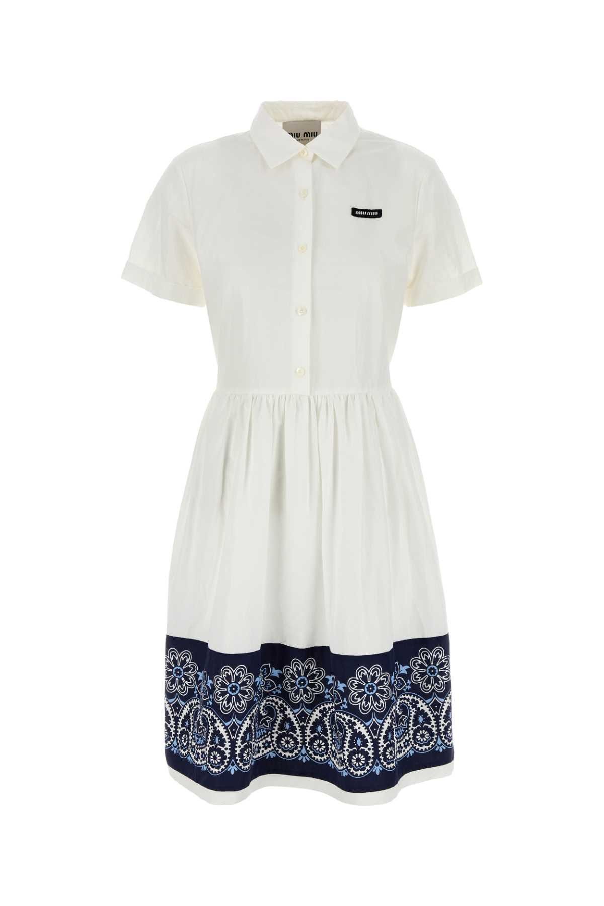 Miu Miu White Cotton Blend Shirt Dress Size S / US 4 / IT 40 - 1 Thumbnail