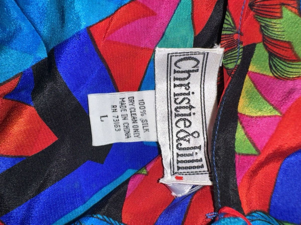 Vintage Vintage Retro 80s Silk Abstract blouse whimsy bold Size L / US 10 / IT 46 - 4 Thumbnail