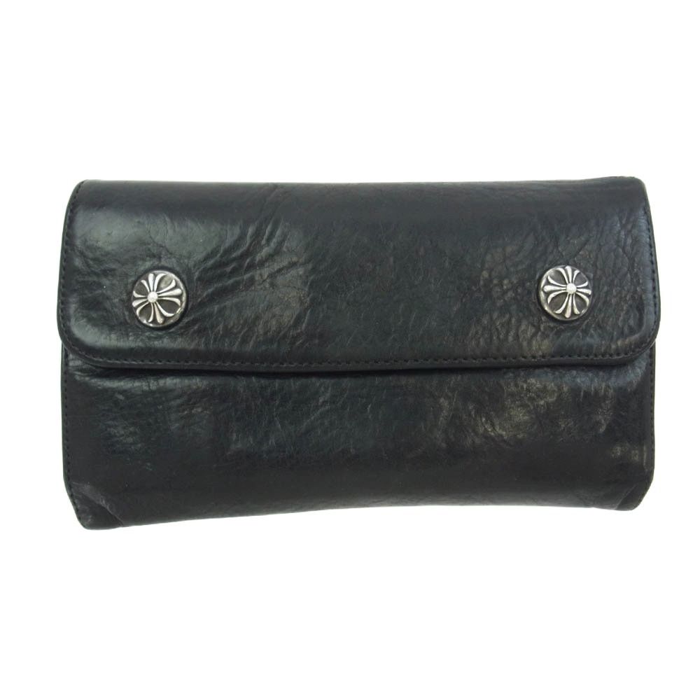 Chrome Hearts Chrome Hearts Black Wave Wallet Cross Button | Grailed