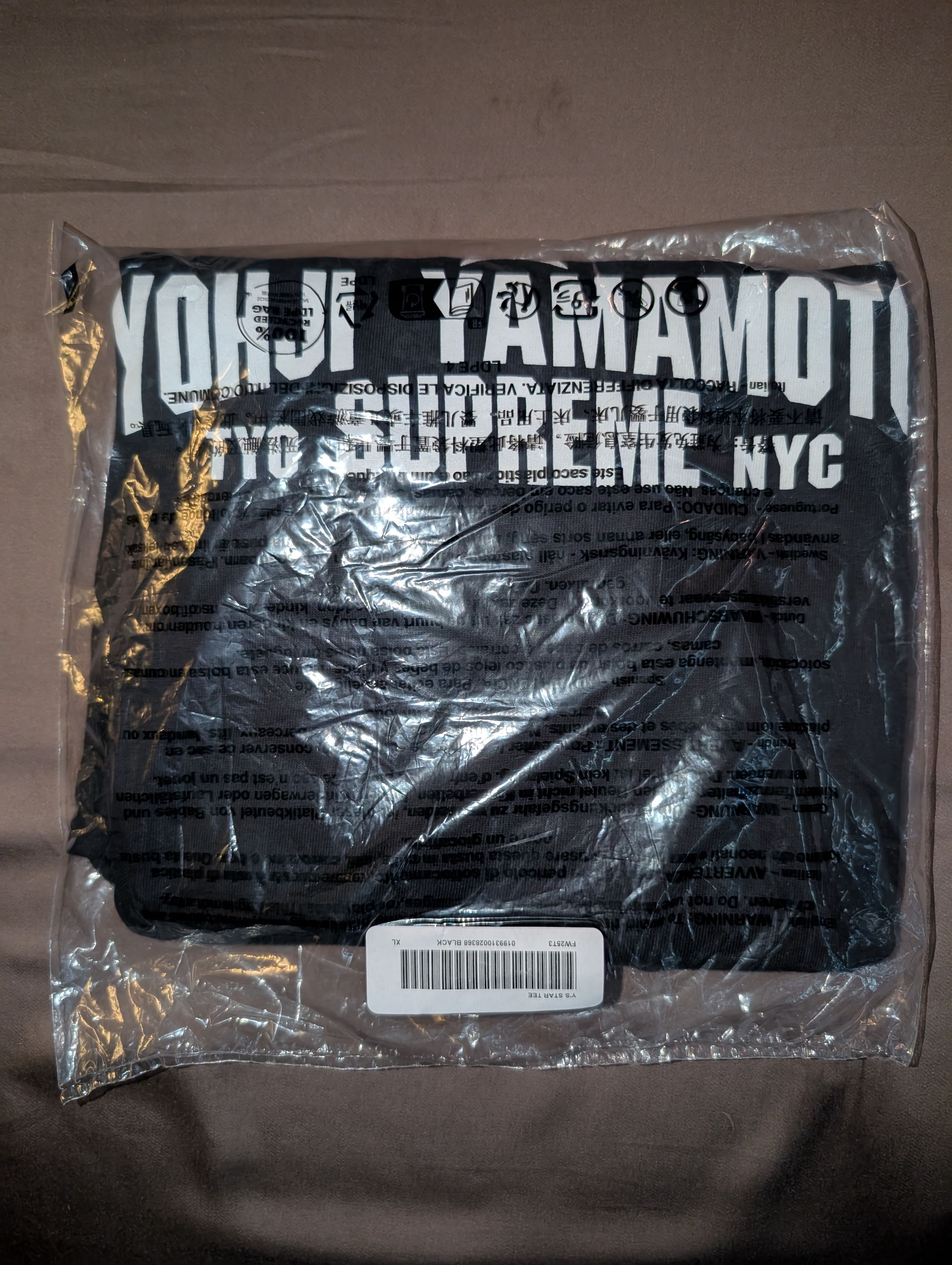 Supreme FW25 Yohji Yamamoto Y's Star Tee Black XL