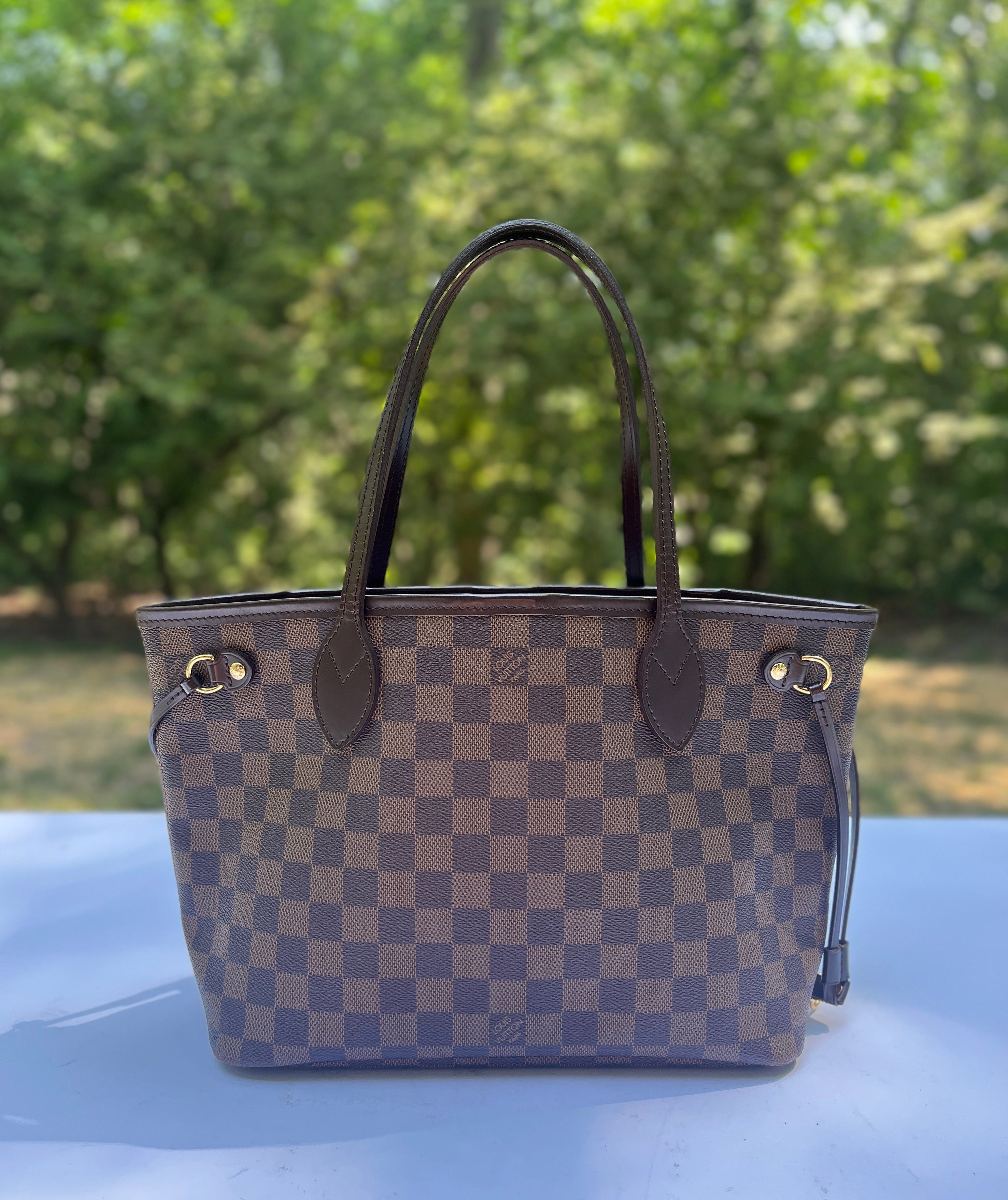 Louis Vuitton Damier Ebene Neverfull PM w Red Interior Tote