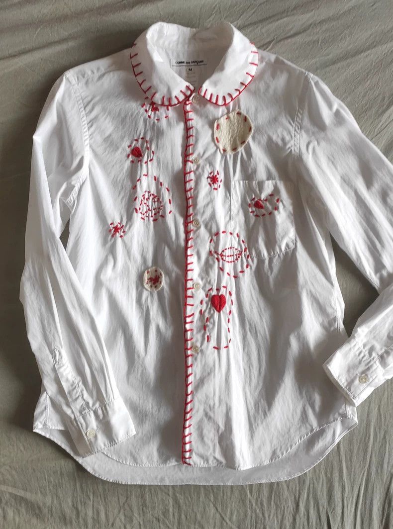 Comme Des Garcons Embroidered white shirt