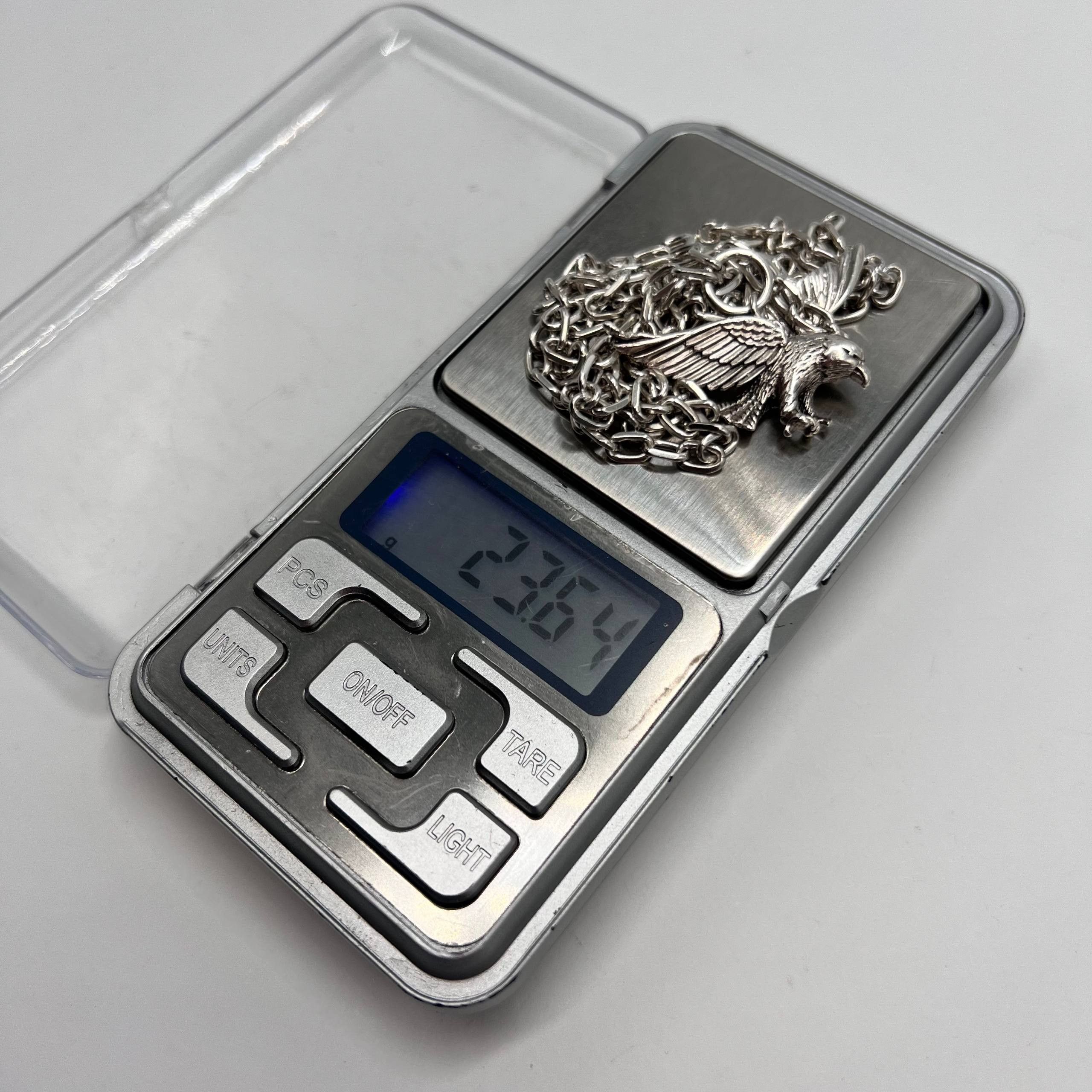 Sterling Silver Vintage Men’s 925 Sterling Silver Eagle Pendant Chain 23.6g Size ONE SIZE - 6 Thumbnail