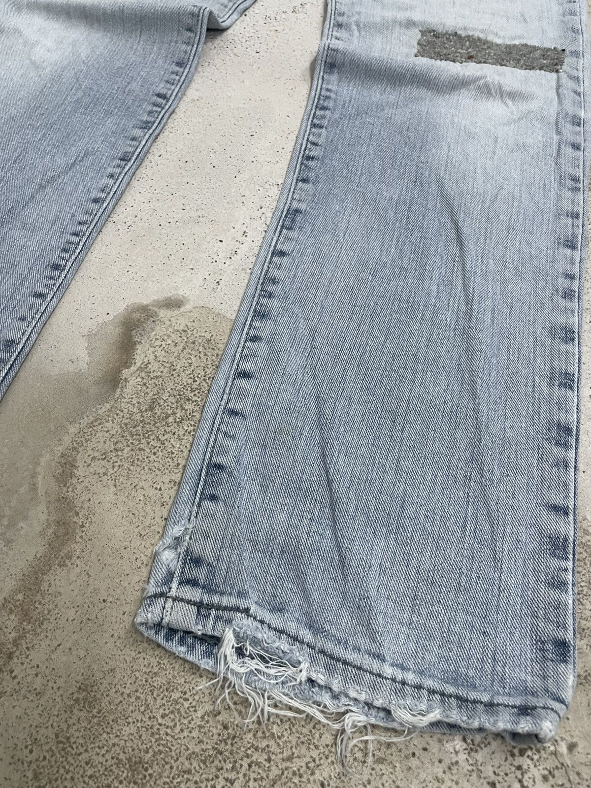 Edwin Low Rize Light Wash Soft Denim Distressed