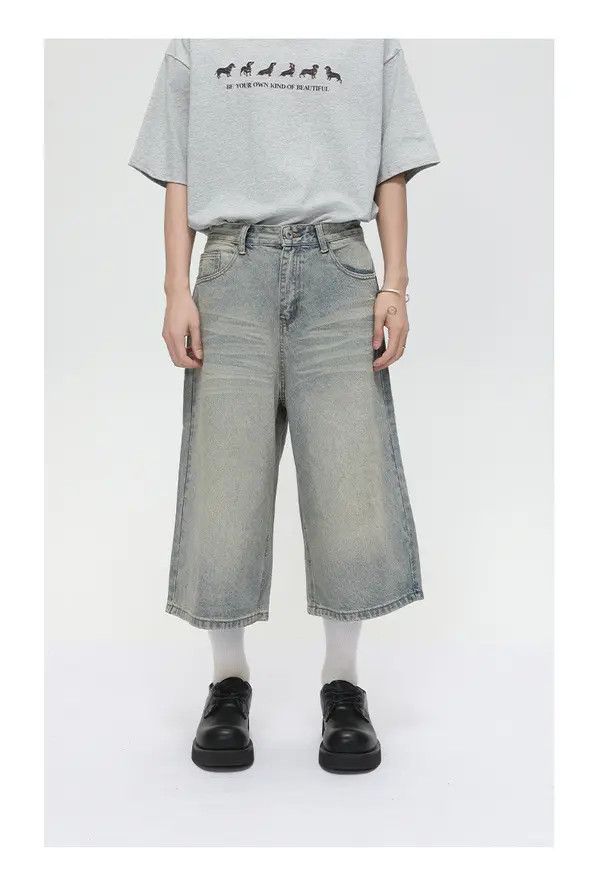 Japanese Brand American distressed retro straight loose denim shorts Size US 32 / EU 48 - 1 Thumbnail
