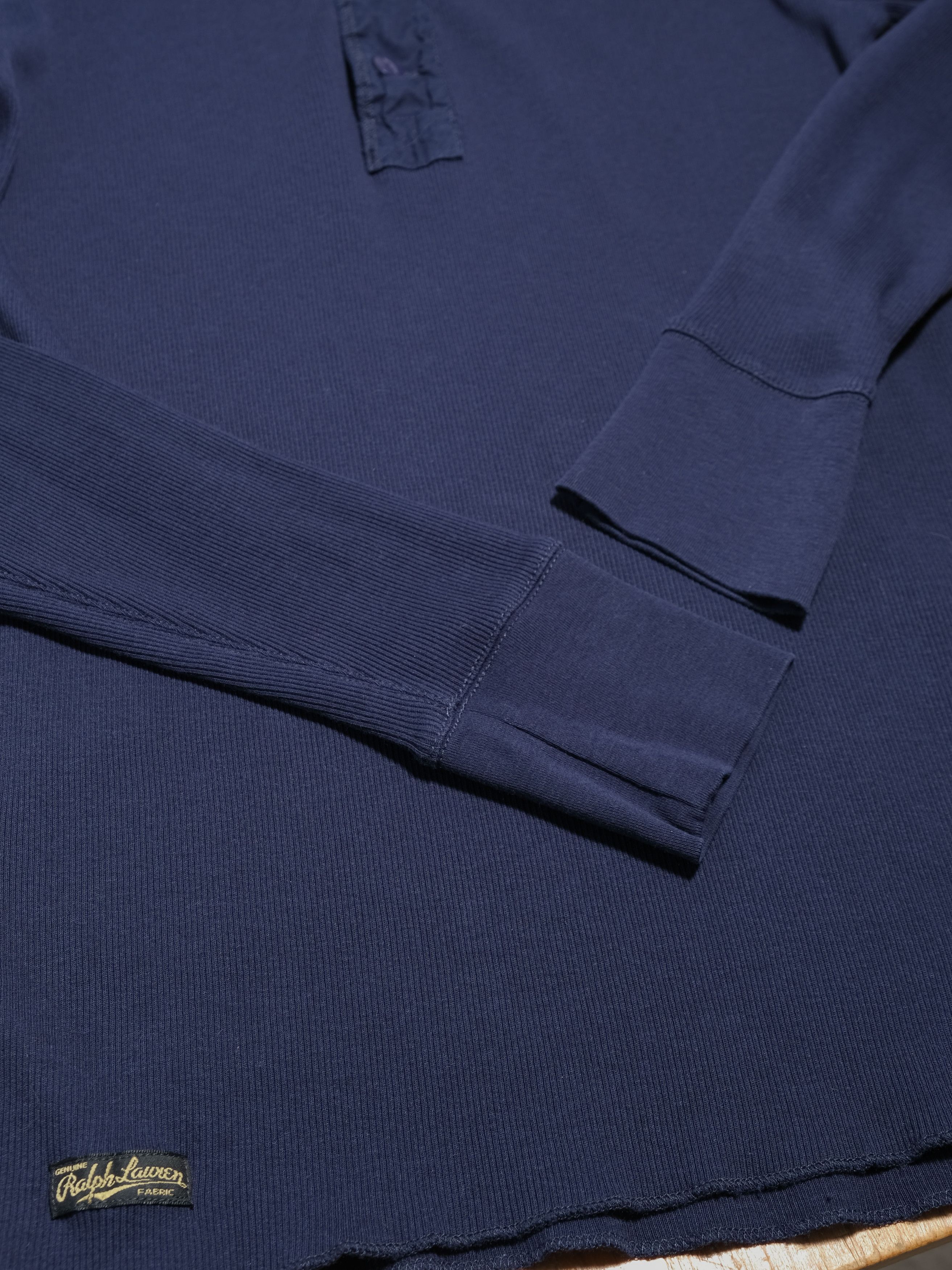 Polo Ralph Lauren Navy Ribbed Long Sleeve Henley Size L / US 10 / IT 46 - 3 Thumbnail