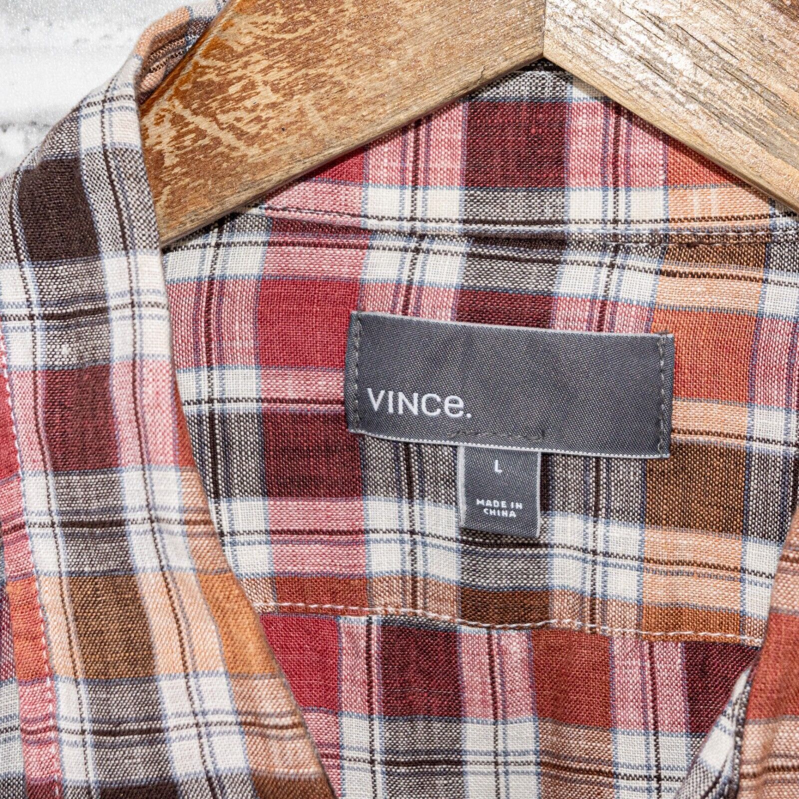 Vince VINCE 100% Linen Button Down Shirt in Multi color Plaid Size US L / EU 52-54 / 3 - 2 Thumbnail