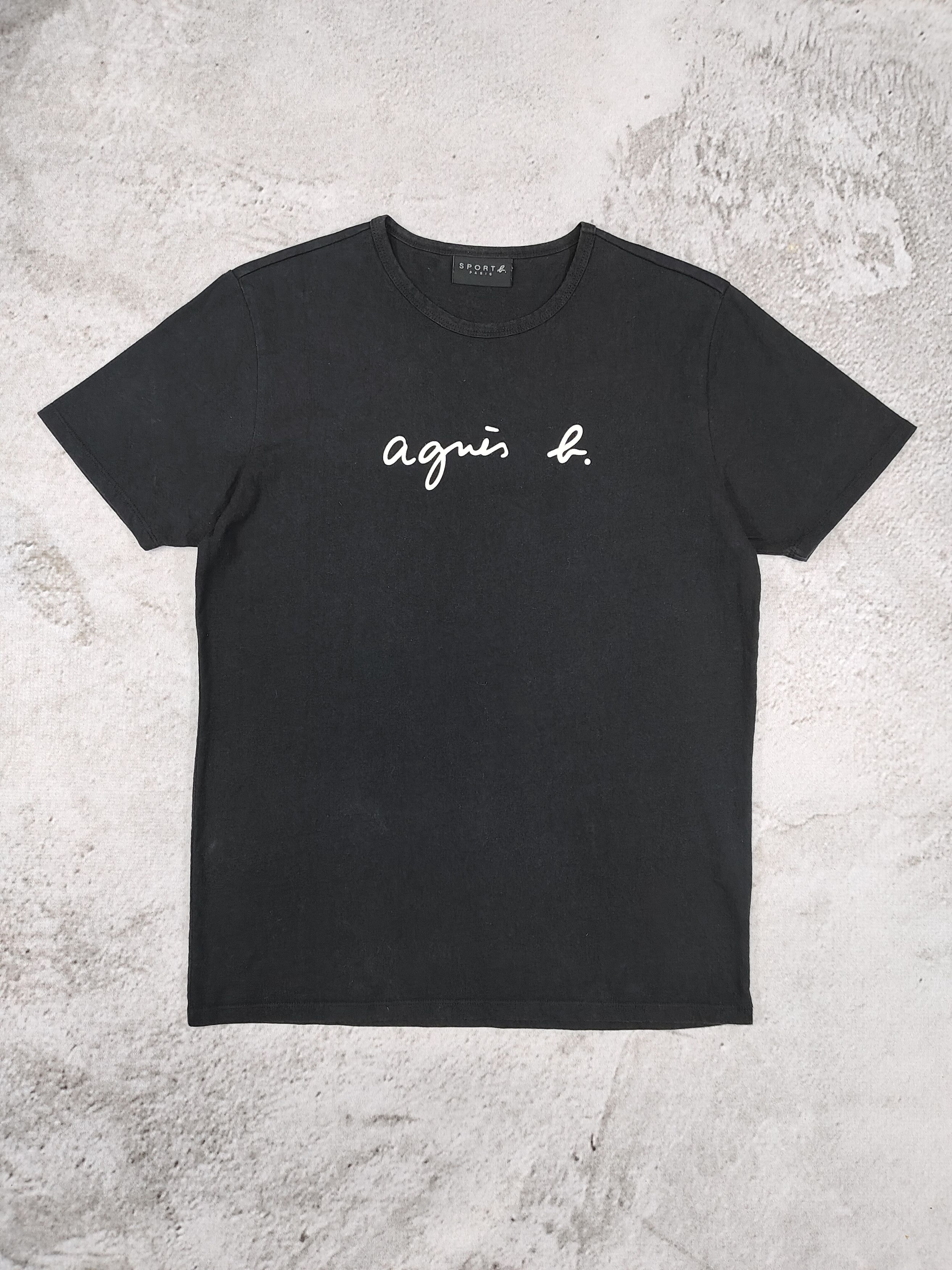 agnes b. 2000s Agnes B- Script Logo French Designer Minimalist Tee Size L / US 10 / IT 46 - 1 Thumbnail