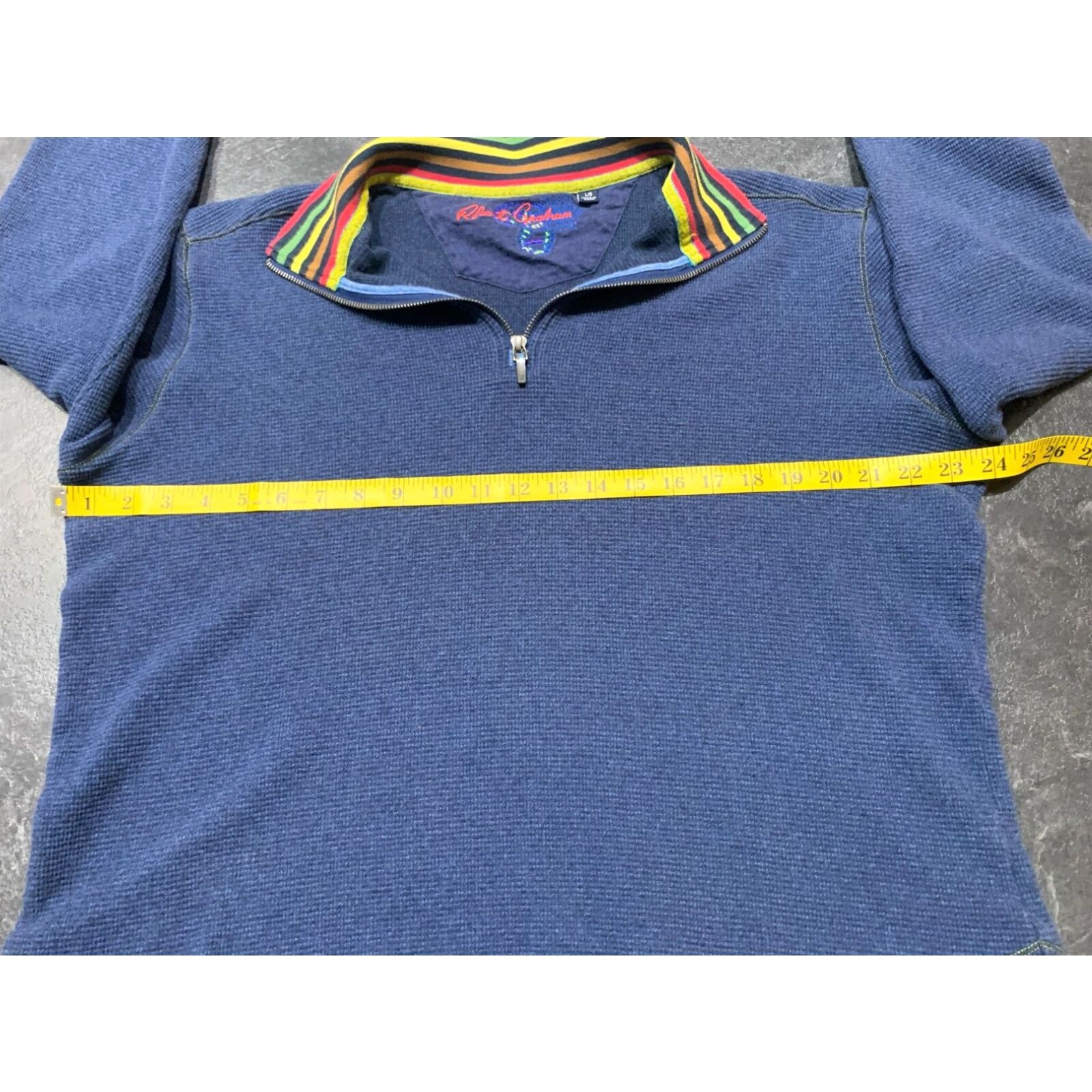 Robert Graham Robert Graham 1/4 Zip Waffle Knit Pullover Sweater Blue Large Mens Size US L / EU 52-54 / 3 - 6 Thumbnail