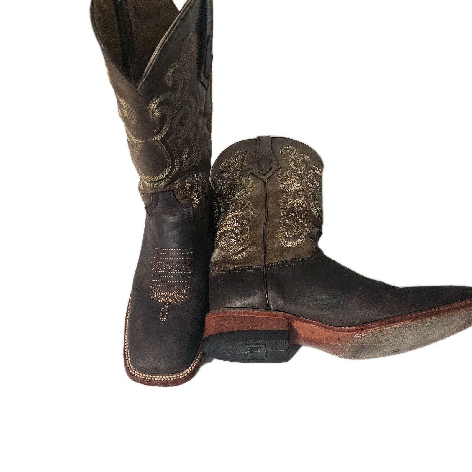Franco Ferrari Ferrini Leather Western boots Square toe Caymam 11.5 Cowboy Size US 11 / EU 44 - 1 Thumbnail