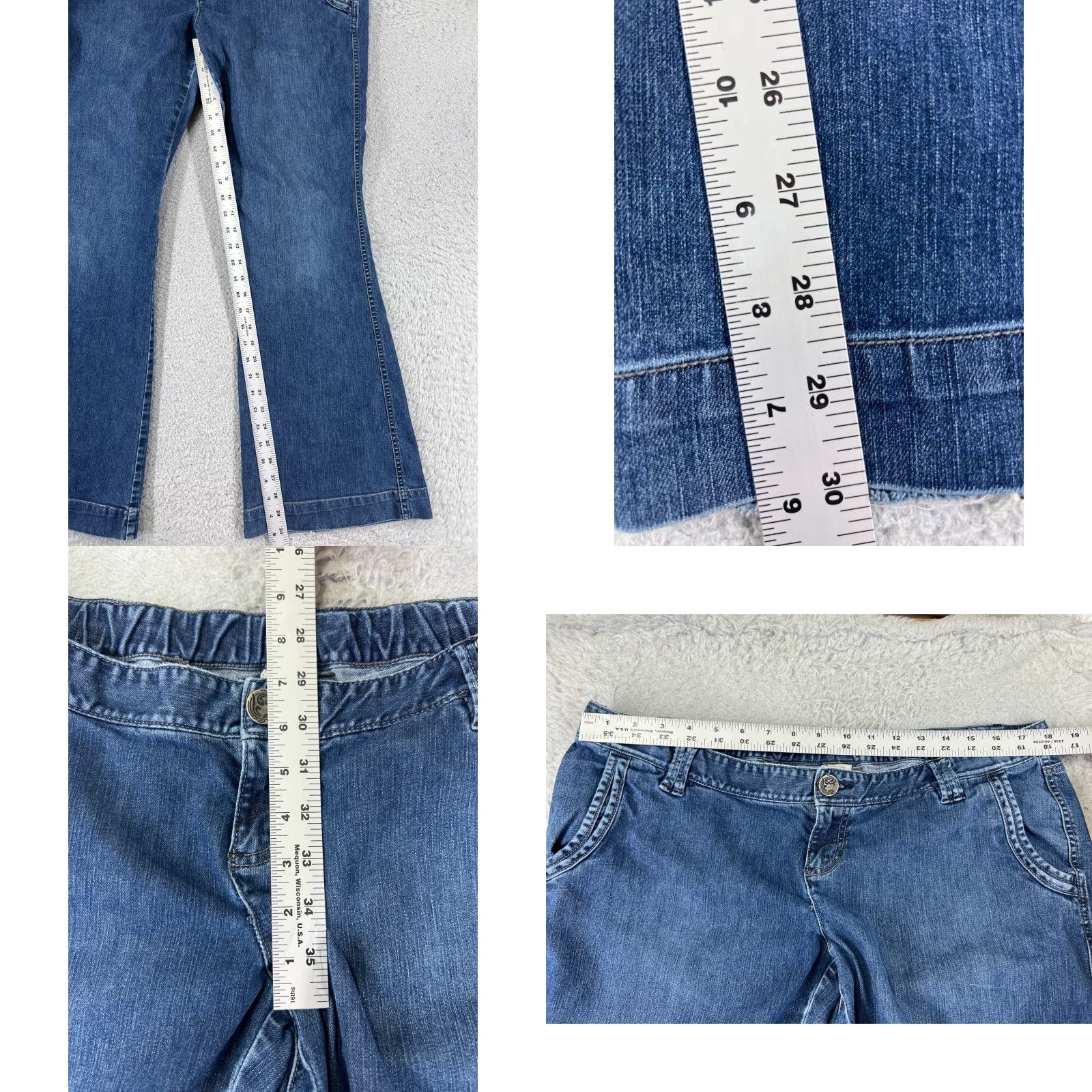 Old Navy VINTAGE Old Navy Womens Flared Maternity Jeans 12 Blue Denim Stretch Low Rise 5-Pocket Size 34" / US 12 / IT 48 - 8 Thumbnail
