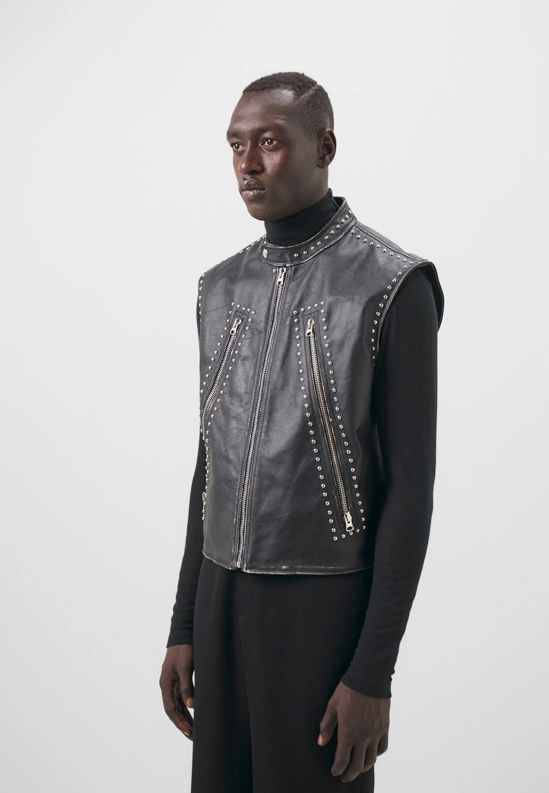 Maison Margiela !DS! SS22 Maison Margiela 5 ZIP Studded Leather Vest Gilet Size US S / EU 44-46 / 1 - 3 Thumbnail